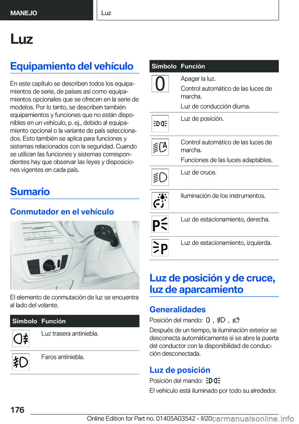 BMW X3 PLUG IN HYBRID 2020  Manuales de Empleo (in Spanish) �L�u�z�E�q�u�i�p�a�m�i�e�n�t�o��d�e�l��v�e�h�