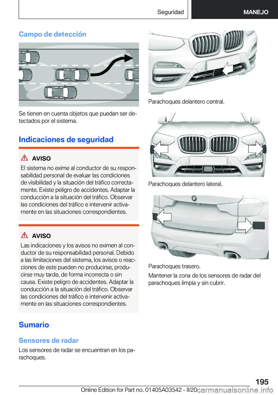 BMW X3 PLUG IN HYBRID 2020  Manuales de Empleo (in Spanish) �C�a�m�p�o��d�e��d�e�t�e�c�c�i�