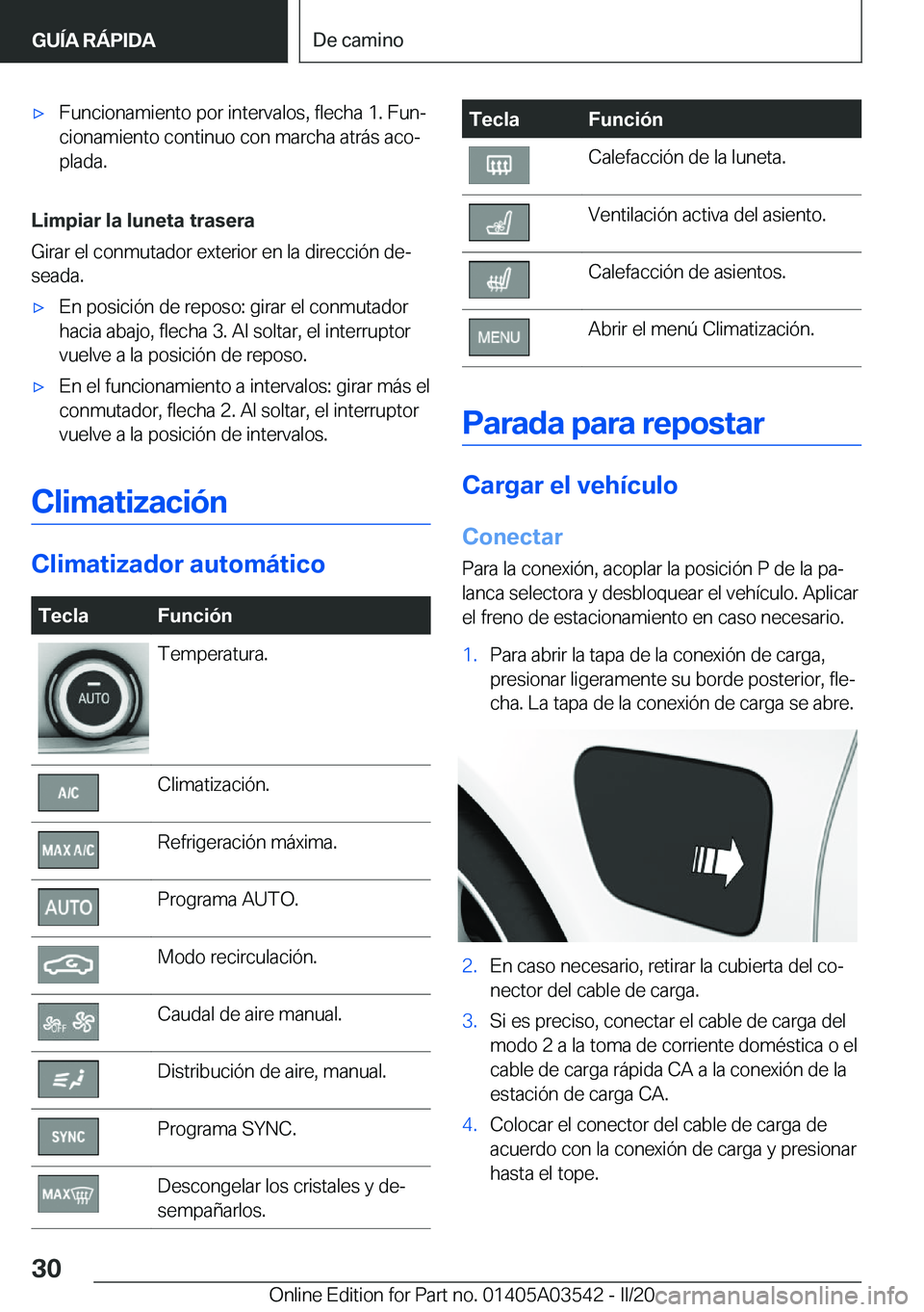 BMW X3 PLUG IN HYBRID 2020  Manuales de Empleo (in Spanish) x�F�u�n�c�i�o�n�a�m�i�e�n�t�o��p�o�r��i�n�t�e�r�v�a�l�o�s�,��f�l�e�c�h�a��1�.��F�u�nª
�c�i�o�n�a�m�i�e�n�t�o��c�o�n�t�i�n�u�o��c�o�n��m�a�r�c�h�a��a�t�r�