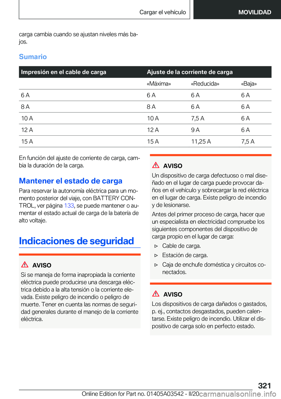 BMW X3 PLUG IN HYBRID 2020  Manuales de Empleo (in Spanish) �c�a�r�g�a��c�a�m�b�i�a��c�u�a�n�d�o��s�e��a�j�u�s�t�a�n��n�i�v�e�l�e�s��m�