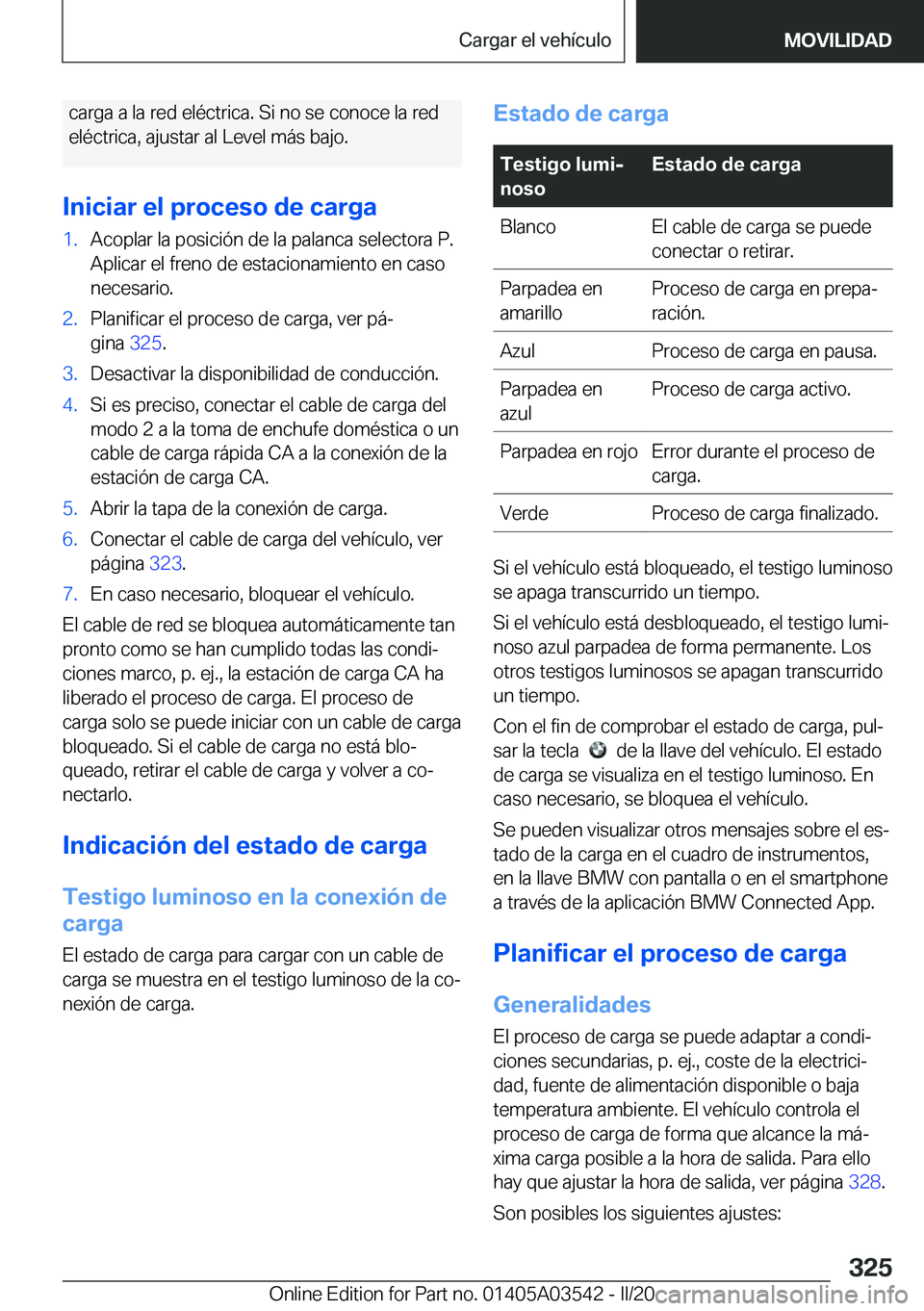 BMW X3 PLUG IN HYBRID 2020  Manuales de Empleo (in Spanish) �c�a�r�g�a��a��l�a��r�e�d��e�l�