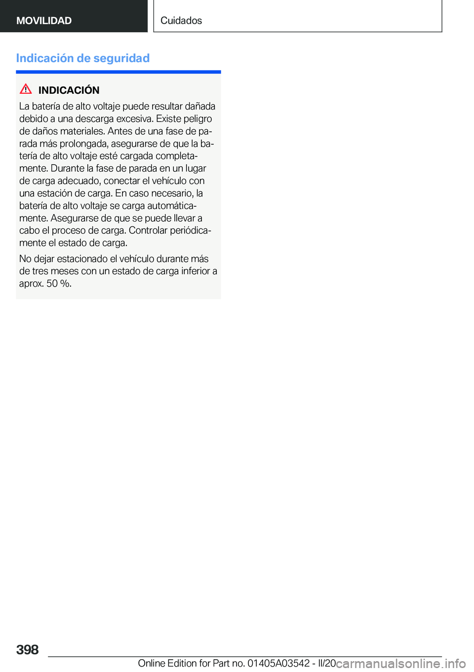 BMW X3 PLUG IN HYBRID 2020  Manuales de Empleo (in Spanish) �I�n�d�i�c�a�c�i�