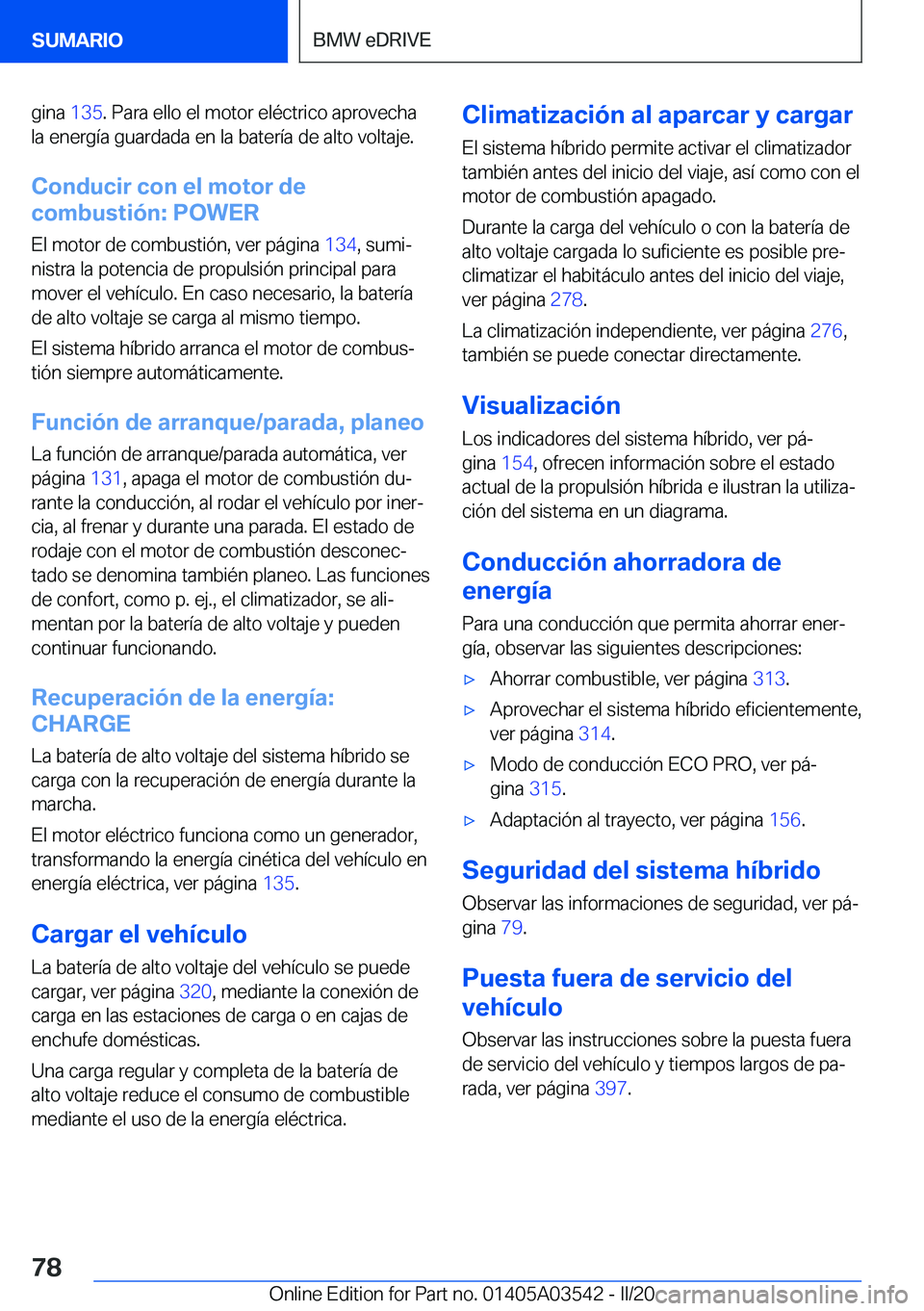 BMW X3 PLUG IN HYBRID 2020  Manuales de Empleo (in Spanish) �g�i�n�a��1�3�5�.��P�a�r�a��e�l�l�o��e�l��m�o�t�o�r��e�l�