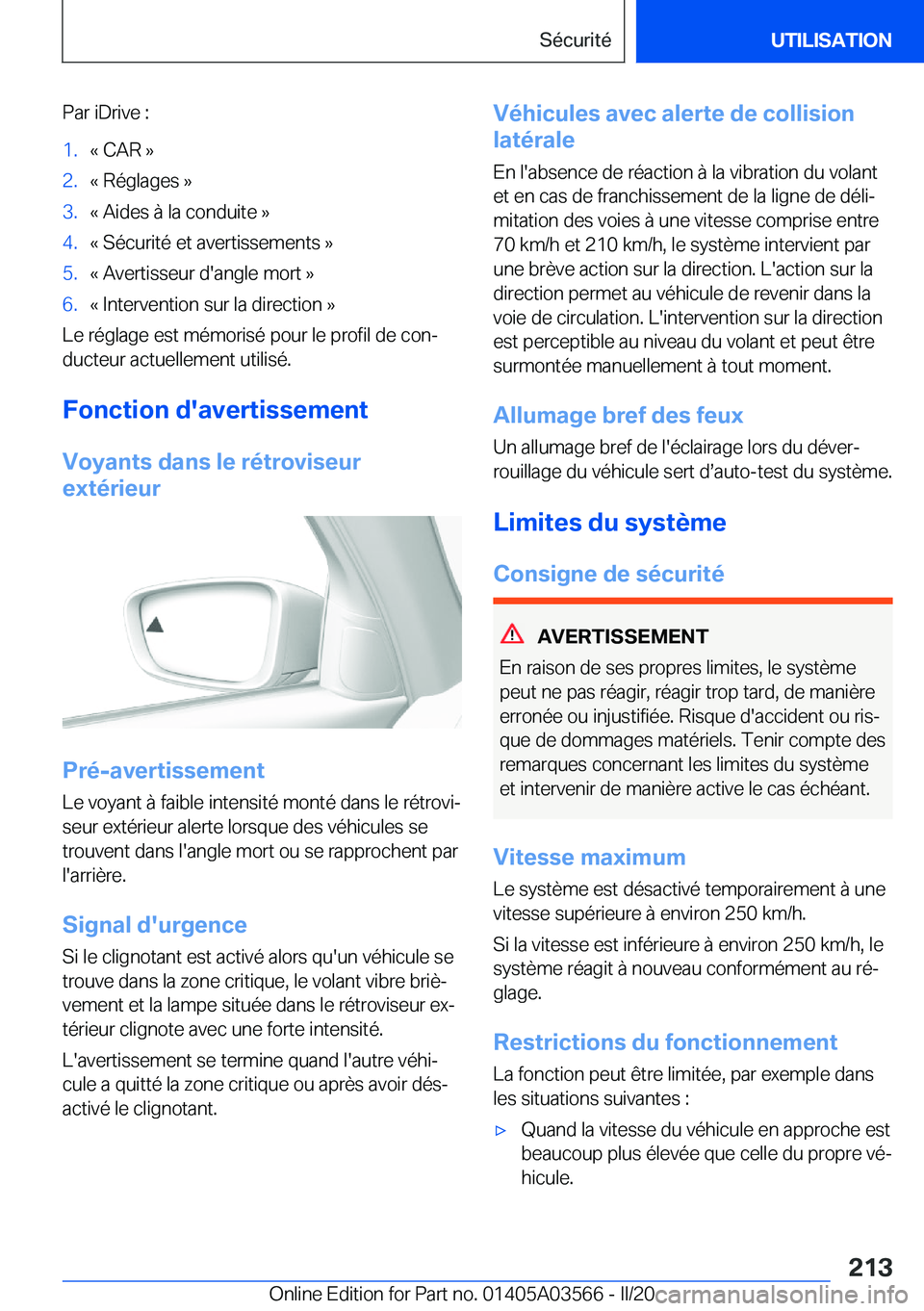 BMW X3 PLUG IN HYBRID 2020  Notices Demploi (in French) �P�a�r��i�D�r�i�v�e��:�1�.�k��C�A�R��{�2�.�k��R�é�g�l�a�g�e�s��{�3�.�k��A�i�d�e�s��