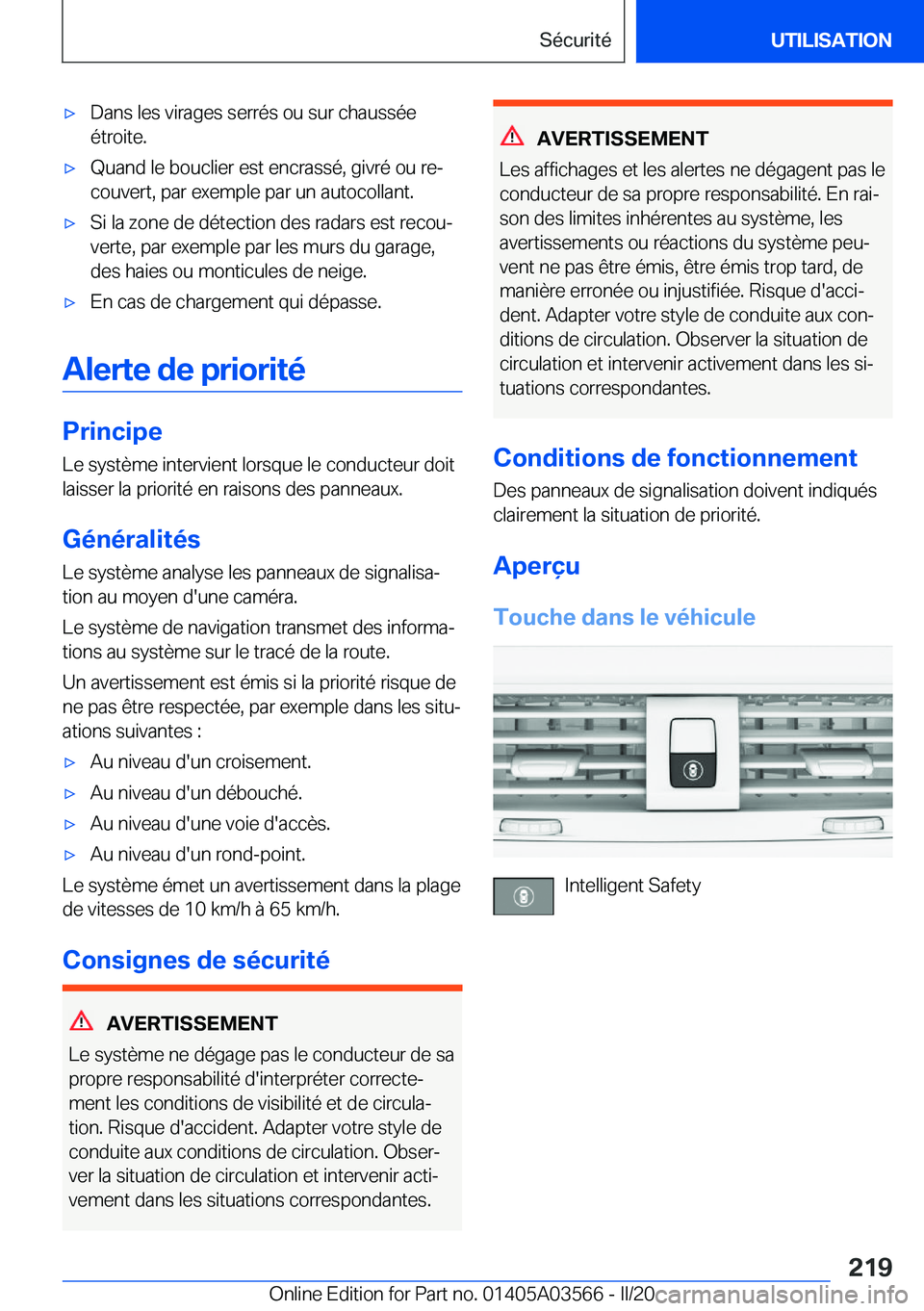 BMW X3 PLUG IN HYBRID 2020  Notices Demploi (in French) 'x�D�a�n�s��l�e�s��v�i�r�a�g�e�s��s�e�r�r�é�s��o�u��s�u�r��c�h�a�u�s�s�é�e
�é�t�r�o�i�t�e�.'x�Q�u�a�n�d��l�e��b�o�u�c�l�i�e�r��e�s�t��e�n�c�r�a�s�s�é�,��g�i�v�r�é��o�u��r�ej