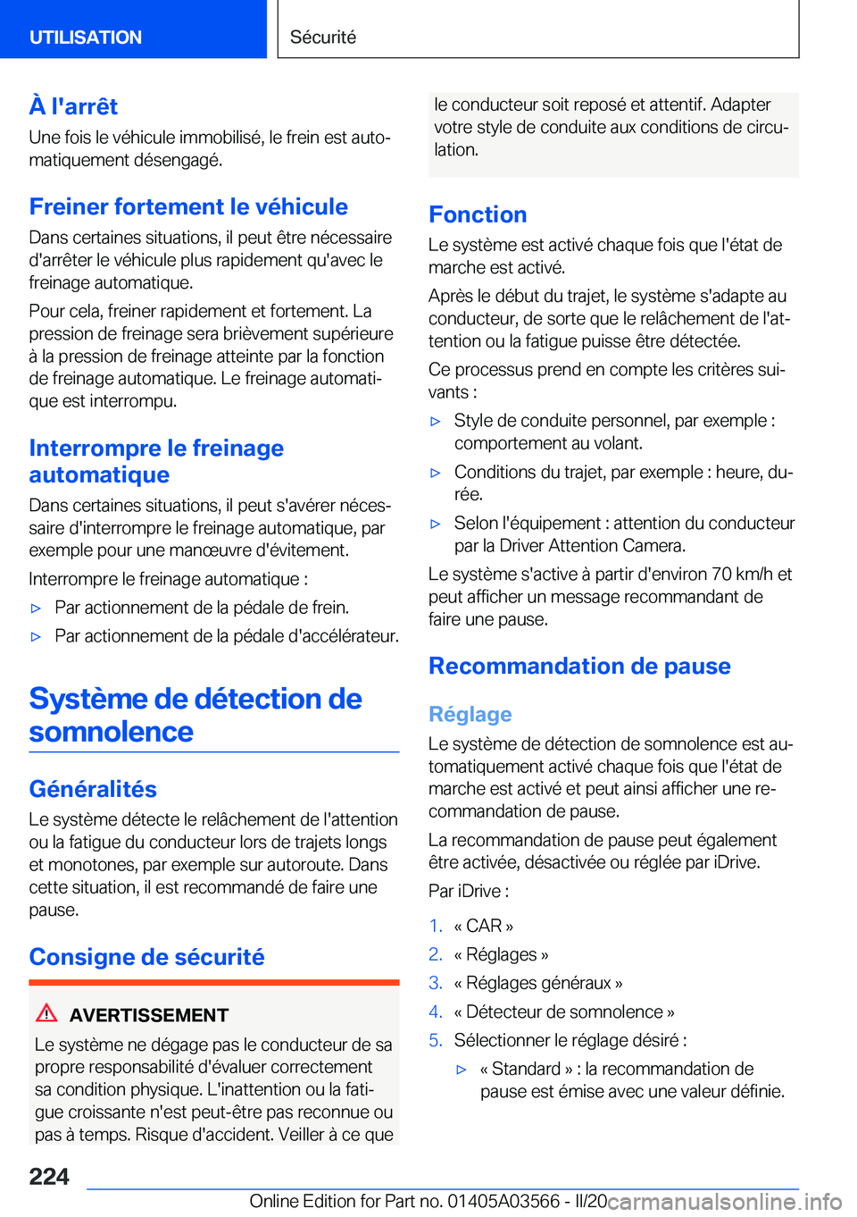 BMW X3 PLUG IN HYBRID 2020  Notices Demploi (in French) �