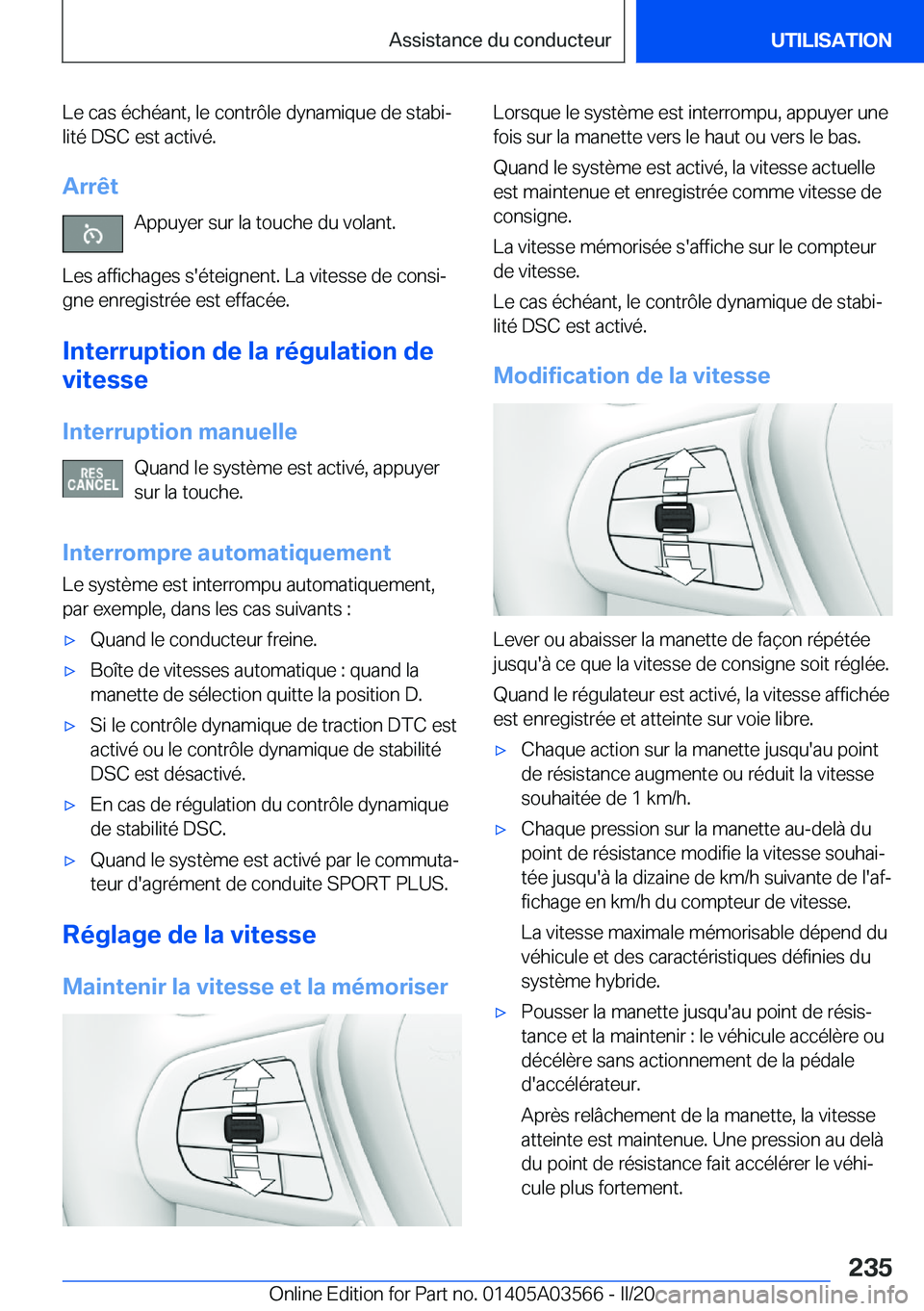 BMW X3 PLUG IN HYBRID 2020  Notices Demploi (in French) �L�e��c�a�s��é�c�h�é�a�n�t�,��l�e��c�o�n�t�r�