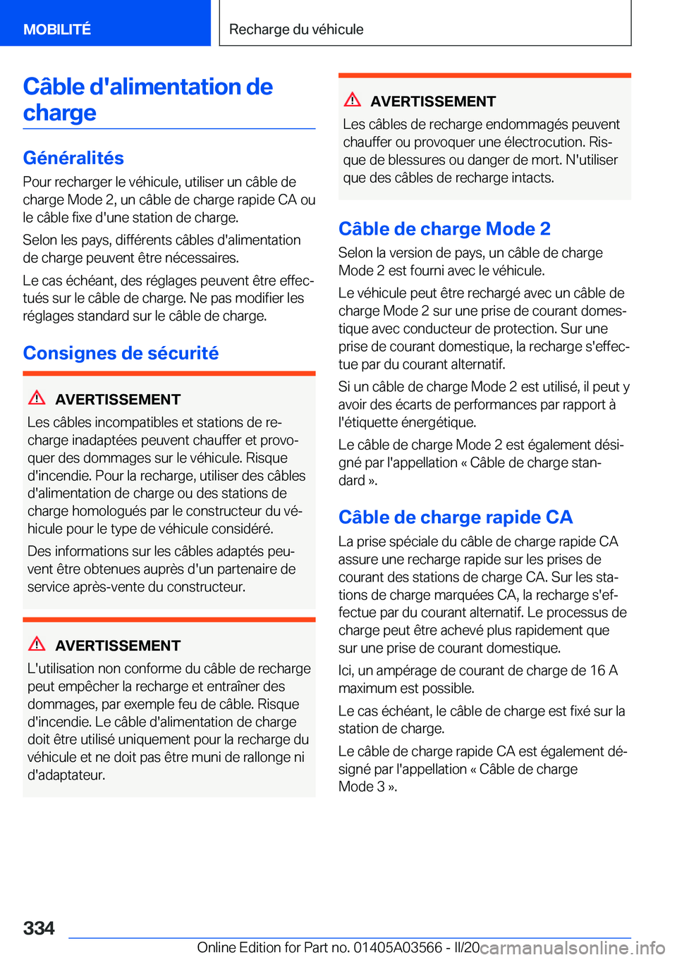 BMW X3 PLUG IN HYBRID 2020  Notices Demploi (in French) �C�