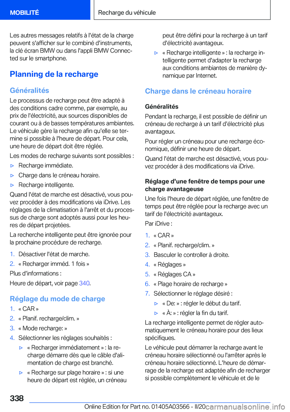 BMW X3 PLUG IN HYBRID 2020  Notices Demploi (in French) �L�e�s��a�u�t�r�e�s��m�e�s�s�a�g�e�s��r�e�l�a�t�i�f�s��