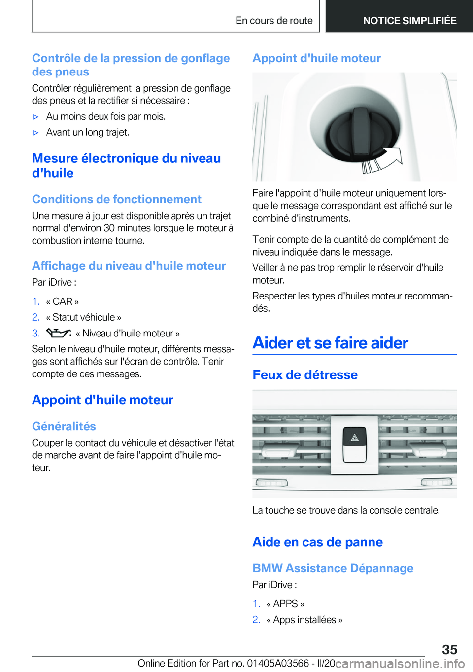 BMW X3 PLUG IN HYBRID 2020  Notices Demploi (in French) �C�o�n�t�r�