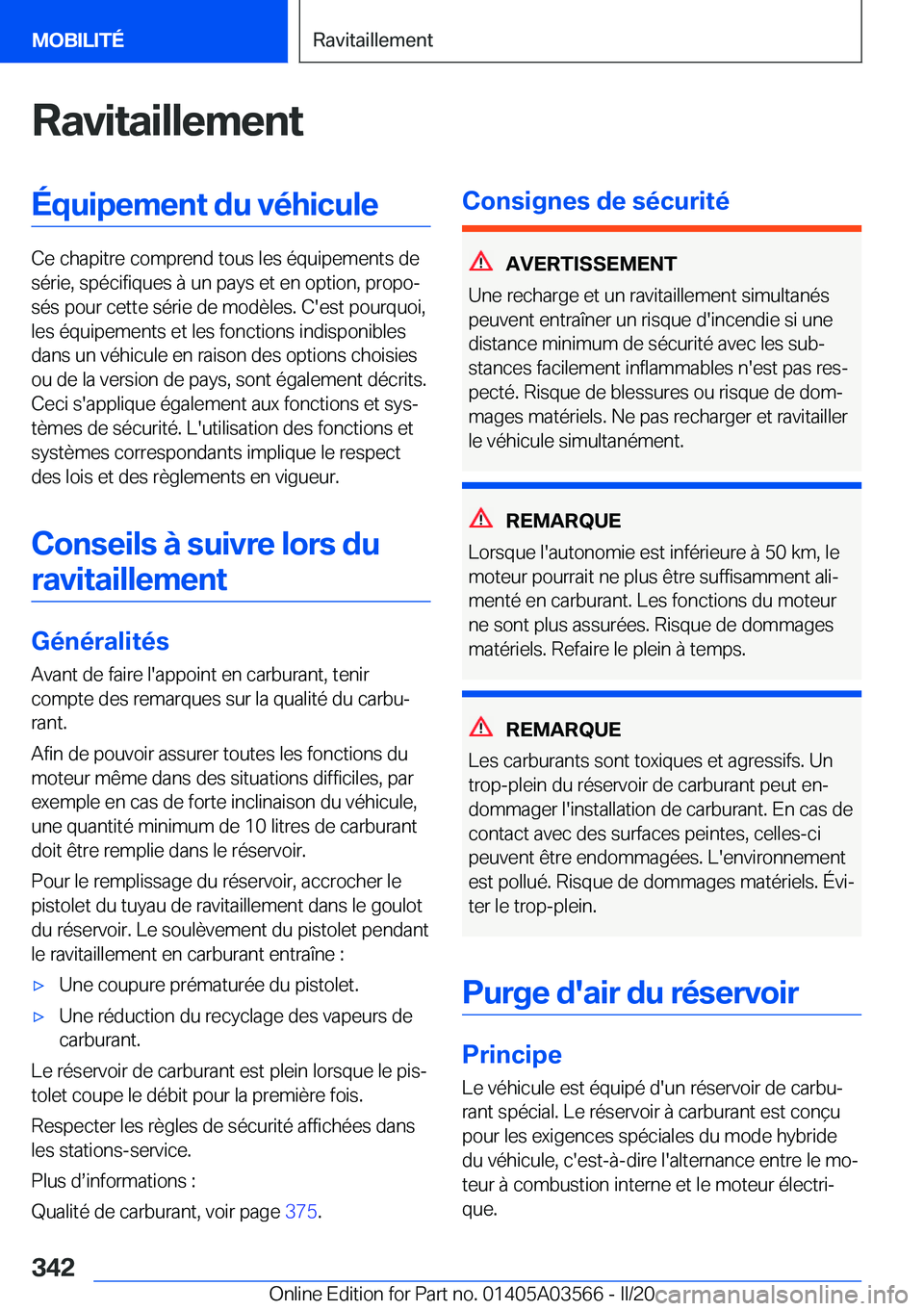 BMW X3 PLUG IN HYBRID 2020  Notices Demploi (in French) �R�a�v�i�t�a�i�l�l�e�m�e�n�t�