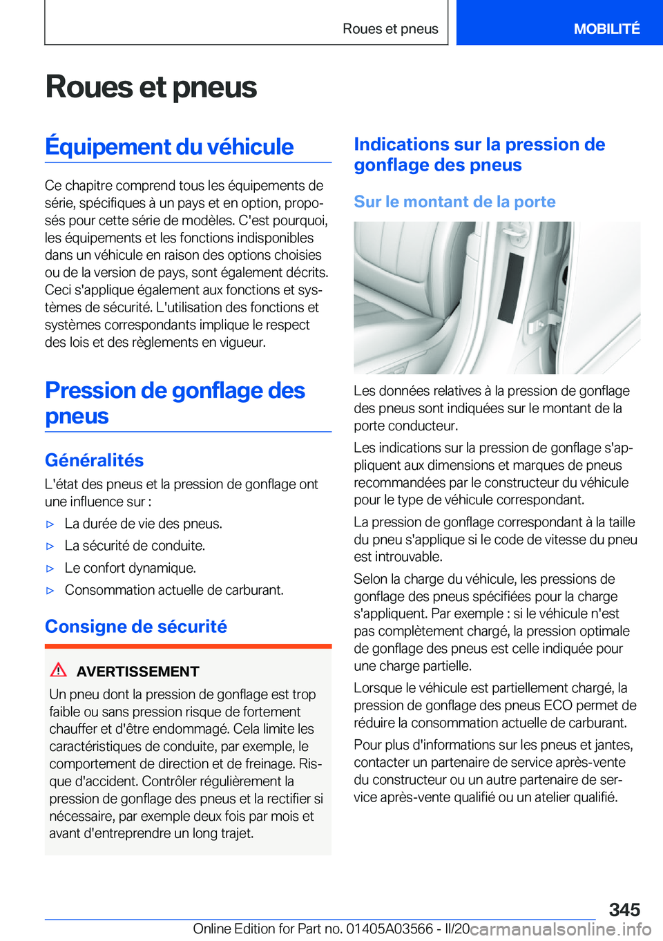 BMW X3 PLUG IN HYBRID 2020  Notices Demploi (in French) �R�o�u�e�s��e�t��p�n�e�u�s�