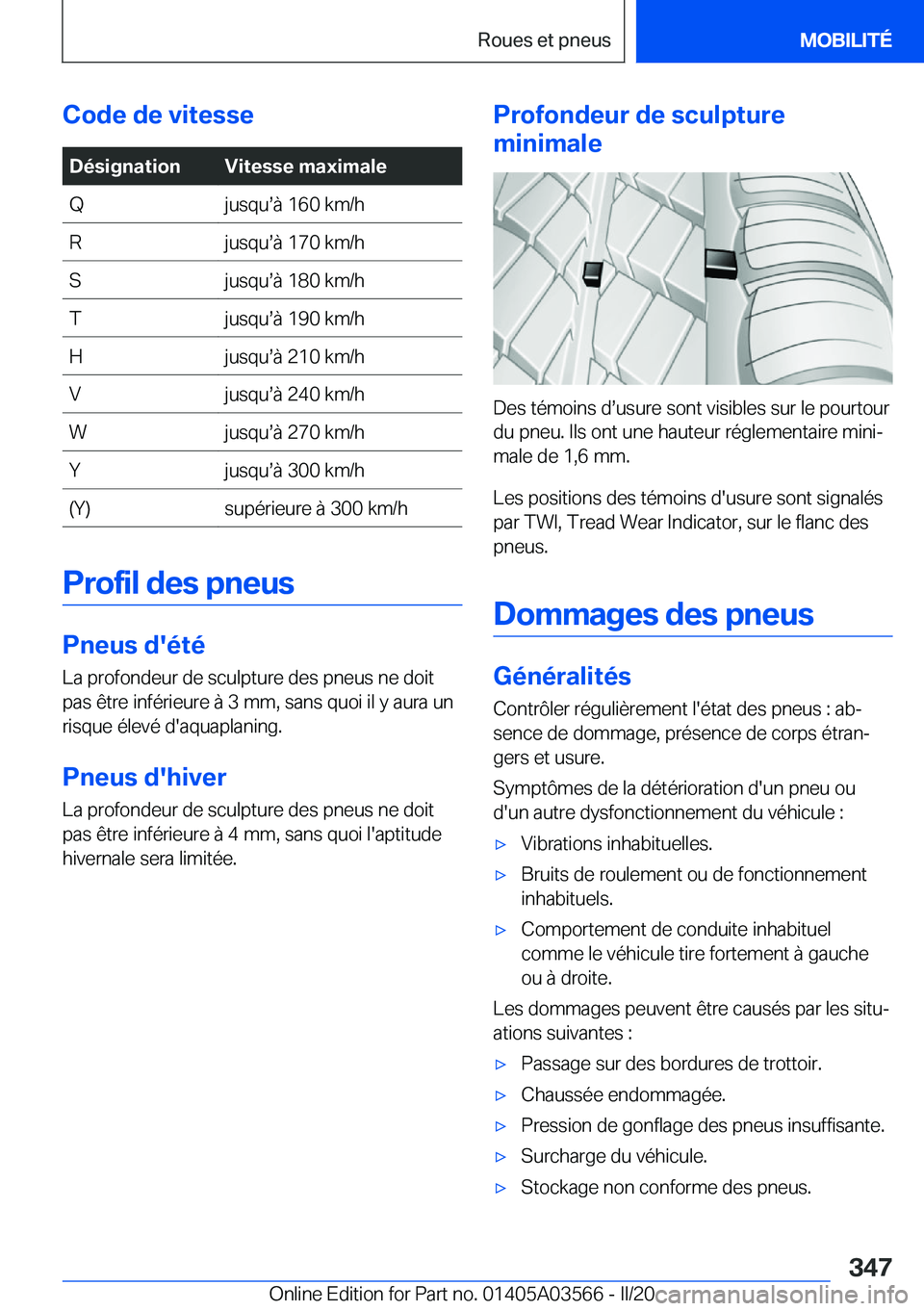 BMW X3 PLUG IN HYBRID 2020  Notices Demploi (in French) �C�o�d�e��d�e��v�i�t�e�s�s�e�D�é�s�i�g�n�a�t�i�o�n�V�i�t�e�s�s�e��m�a�x�i�m�a�l�e�Q�j�u�s�q�us�