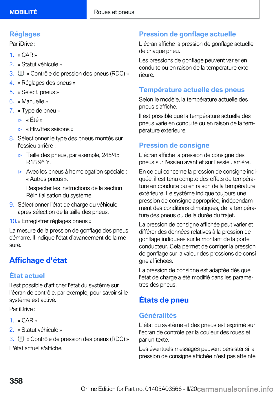 BMW X3 PLUG IN HYBRID 2020  Notices Demploi (in French) �R�é�g�l�a�g�e�s
�P�a�r��i�D�r�i�v�e��:�1�.�k��C�A�R��{�2�.�k��S�t�a�t�u�t��v�é�h�i�c�u�l�e��{�3�.���k��C�o�n�t�r�