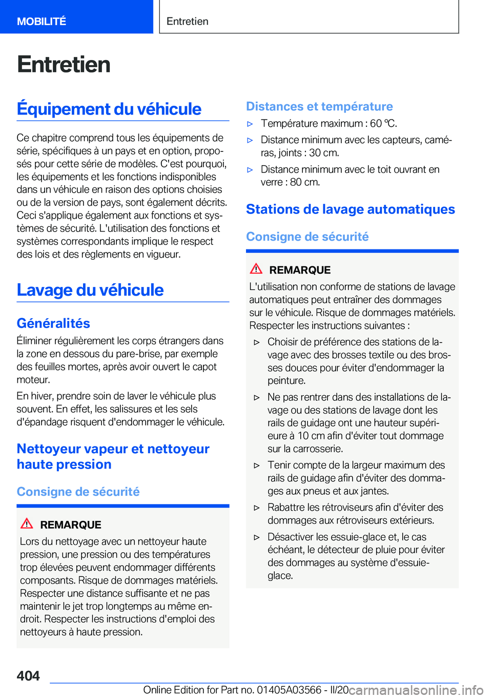 BMW X3 PLUG IN HYBRID 2020  Notices Demploi (in French) �E�n�t�r�e�t�i�e�n�