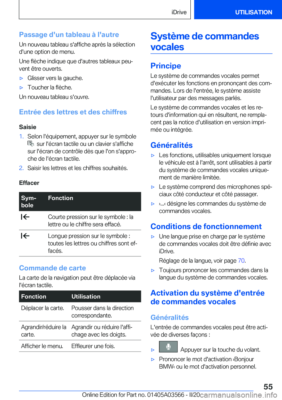 BMW X3 PLUG IN HYBRID 2020  Notices Demploi (in French) �P�a�s�s�a�g�e��d�'�u�n��t�a�b�l�e�a�u��