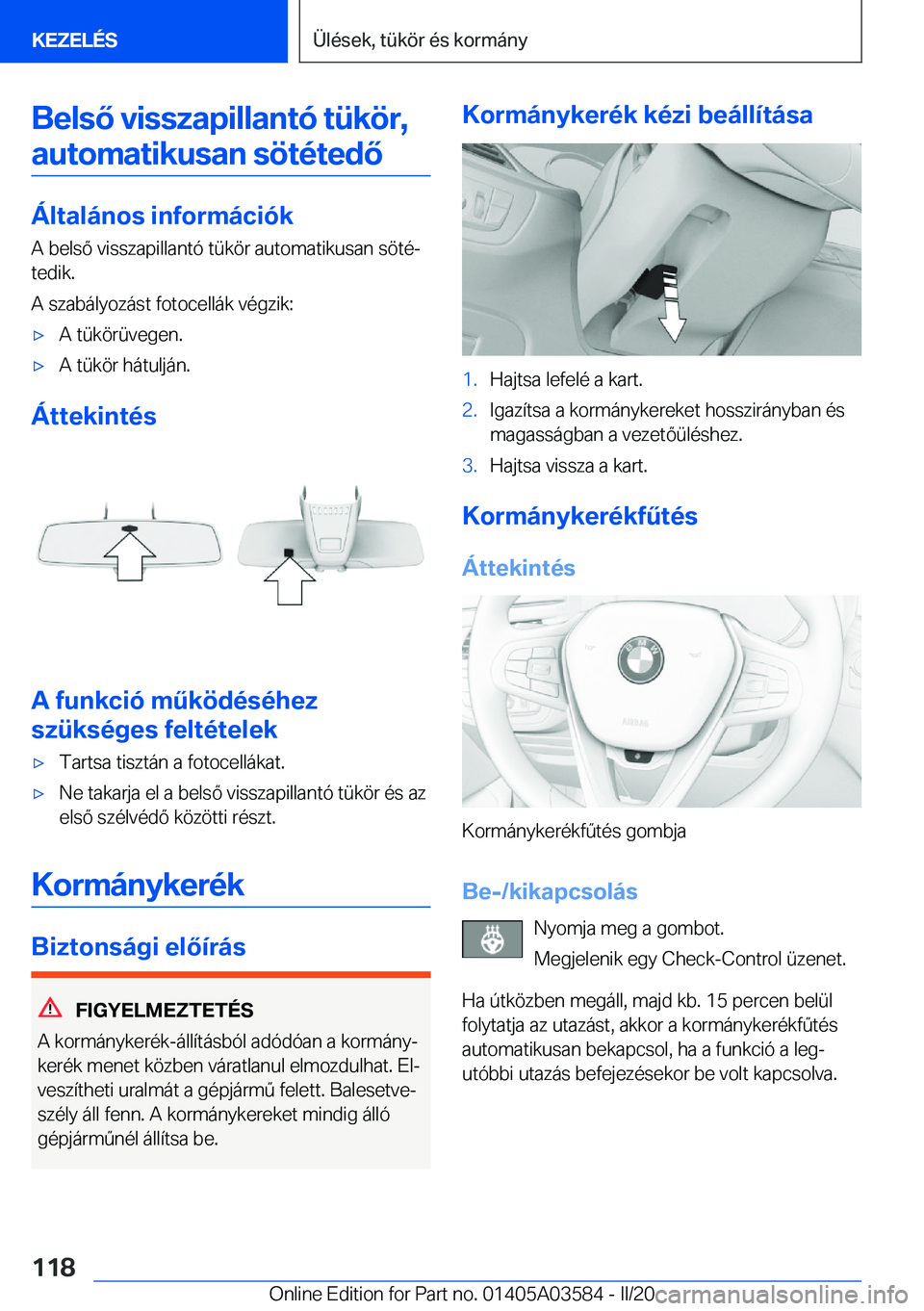 BMW X3 PLUG IN HYBRID 2020  Kezelési útmutató (in Hungarian) �B�e�l�s�