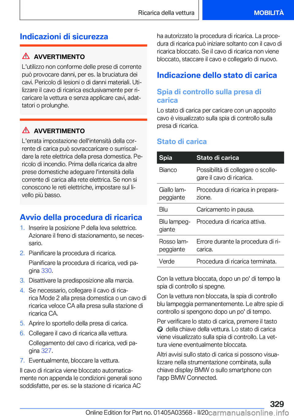 BMW X3 PLUG IN HYBRID 2020  Libretti Di Uso E manutenzione (in Italian) �I�n�d�i�c�a�z�i�o�n�i��d�i��s�i�c�u�r�e�z�z�a
�A�V�V�E�R�T�I�M�E�N�T�O
�L�'�u�t�i�l�i�z�z�o��n�o�n��c�o�n�f�o�r�m�e��d�e�l�l�e��p�r�e�s�e��d�i��c�o�r�r�e�n�t�e �p�u�