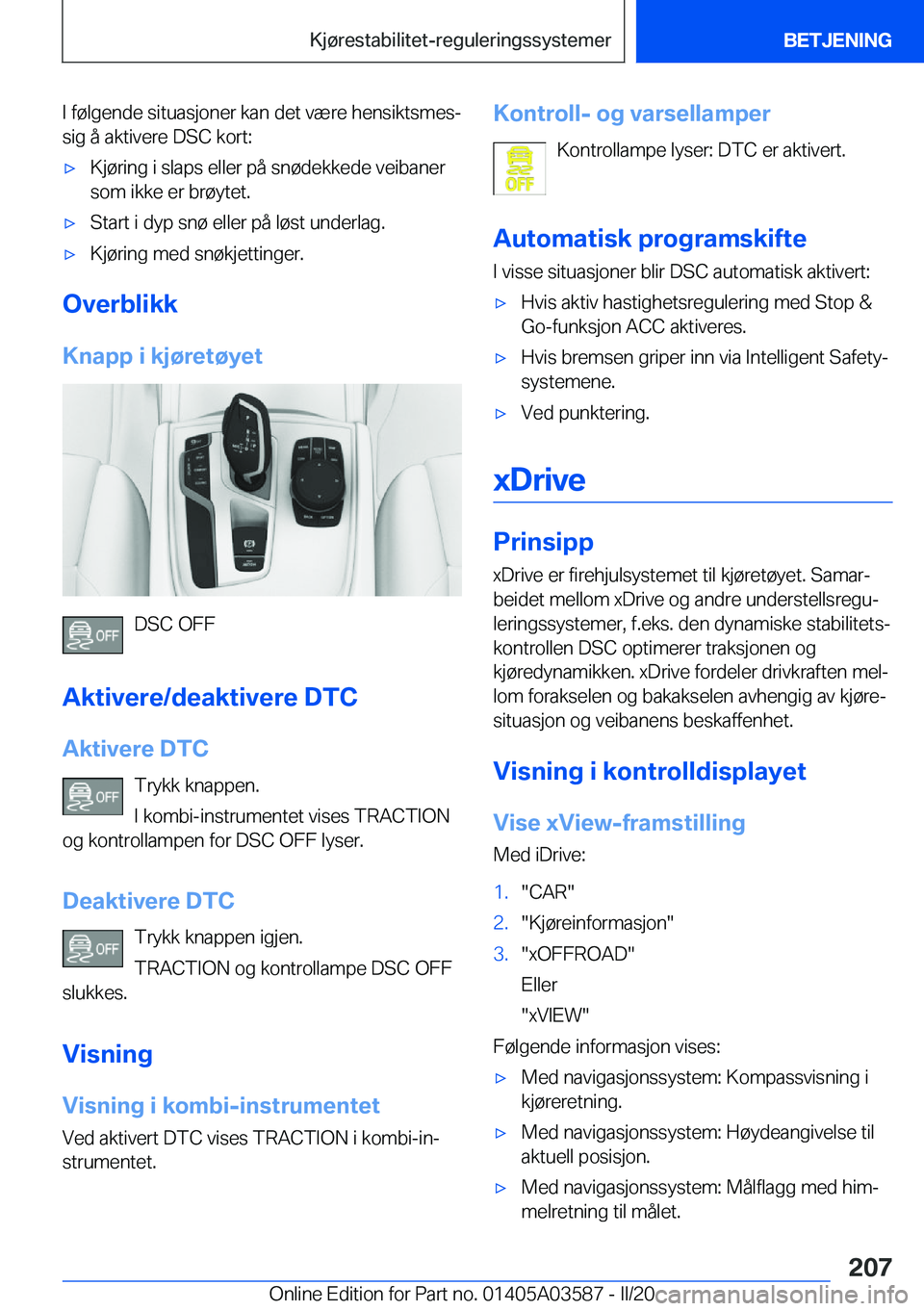BMW X3 PLUG IN HYBRID 2020  InstruksjonsbØker (in Norwegian) �I��f�