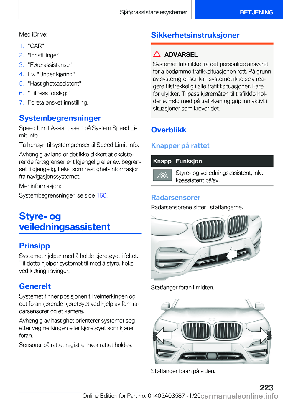 BMW X3 PLUG IN HYBRID 2020  InstruksjonsbØker (in Norwegian) �M�e�d��i�D�r�i�v�e�:�1�.��C�A�R��2�.��I�n�n�s�t�i�l�l�i�n�g�e�r��3�.��F�