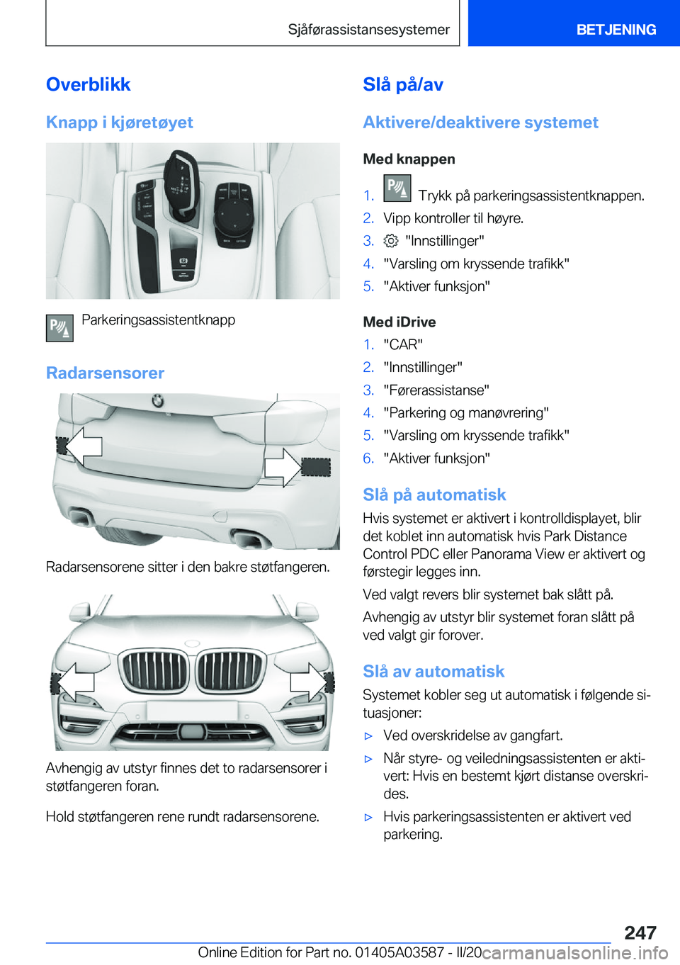 BMW X3 PLUG IN HYBRID 2020  InstruksjonsbØker (in Norwegian) �O�v�e�r�b�l�i�k�k�K�n�a�p�p��i��k�j�