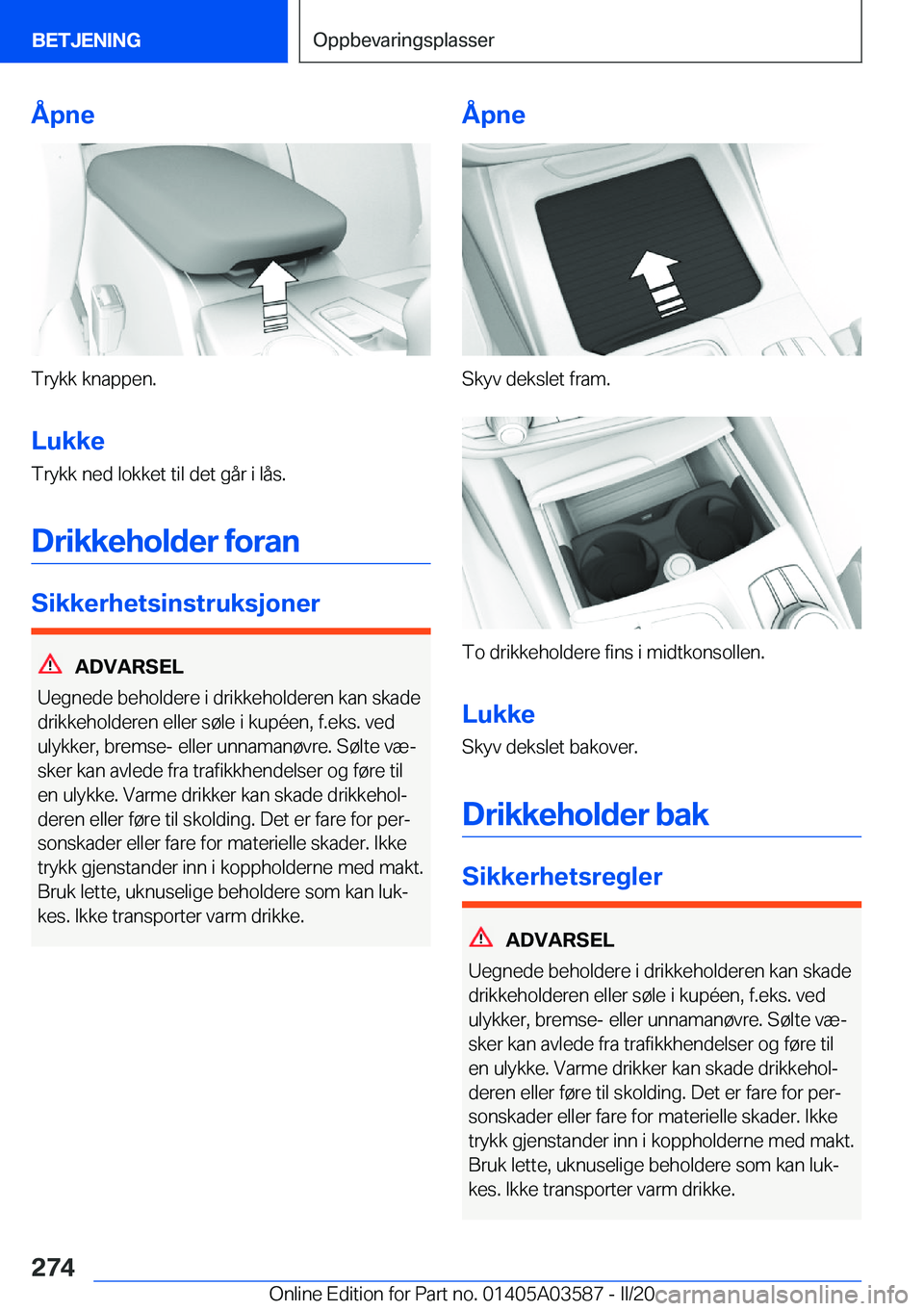 BMW X3 PLUG IN HYBRID 2020  InstruksjonsbØker (in Norwegian) �