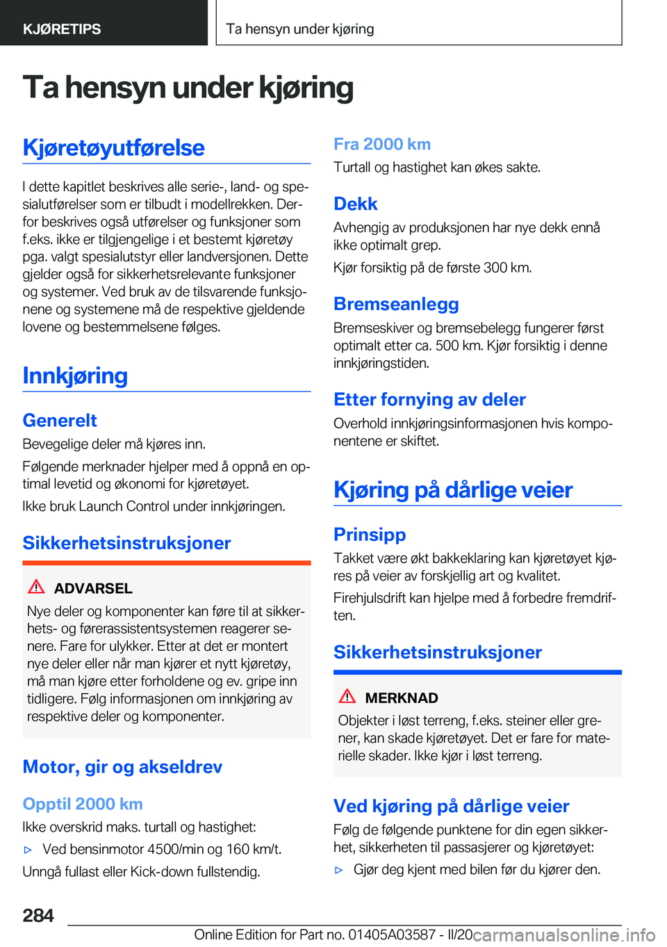 BMW X3 PLUG IN HYBRID 2020  InstruksjonsbØker (in Norwegian) �T�a��h�e�n�s�y�n��u�n�d�e�r��k�j�