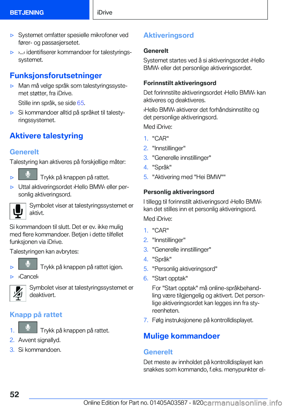 BMW X3 PLUG IN HYBRID 2020  InstruksjonsbØker (in Norwegian) 'x�S�y�s�t�e�m�e�t��o�m�f�a�t�t�e�r��s�p�e�s�i�e�l�l�e��m�i�k�r�o�f�o�n�e�r��v�e�d�f�