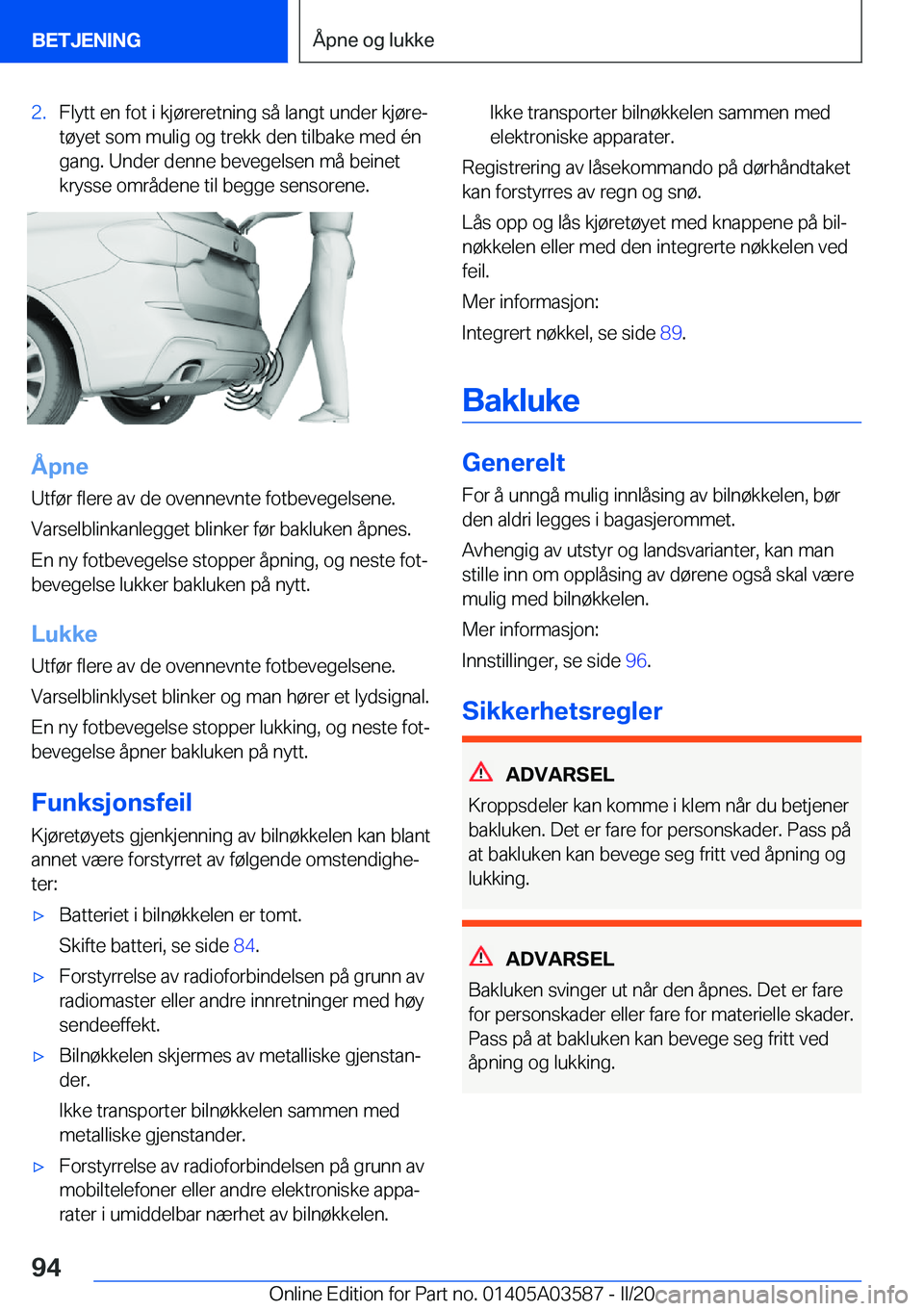 BMW X3 PLUG IN HYBRID 2020  InstruksjonsbØker (in Norwegian) �2�.�F�l�y�t�t��e�n��f�o�t��i��k�j�