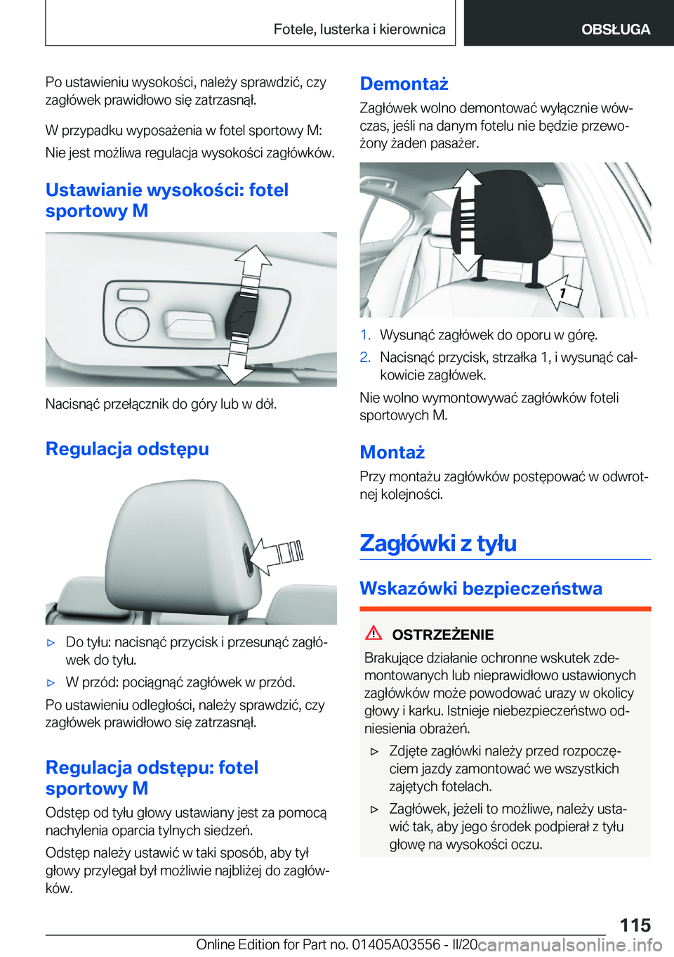 BMW X3 PLUG IN HYBRID 2020  Instrukcja obsługi (in Polish) �P�o��u�s�t�a�w�i�e�n�i�u��w�y�s�o�k�o�c�i�,��n�a�l�e9�y��s�p�r�a�w�d�z�i�