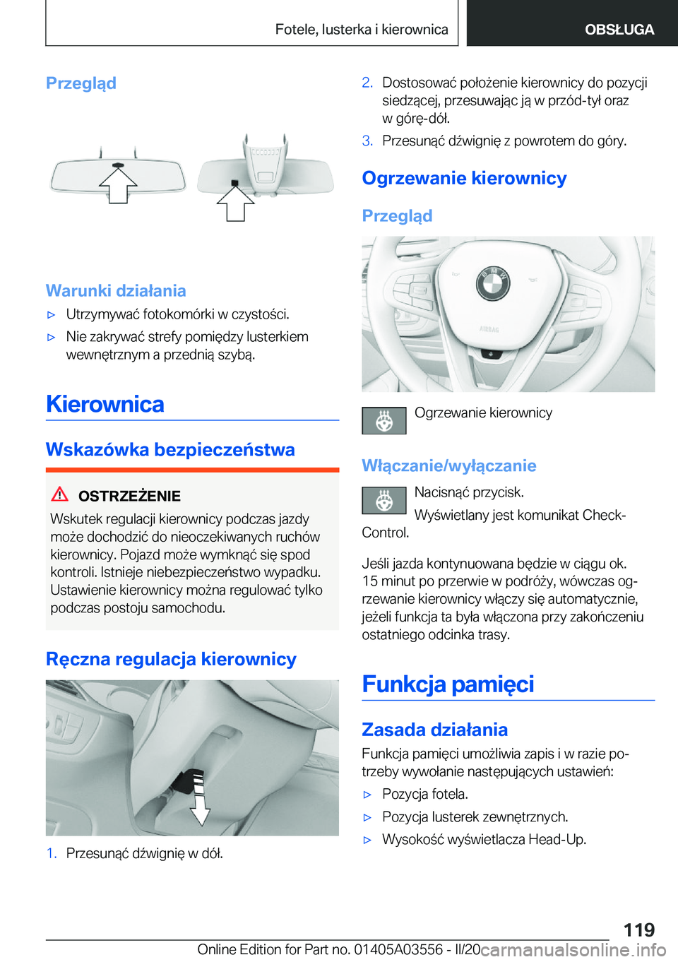 BMW X3 PLUG IN HYBRID 2020  Instrukcja obsługi (in Polish) �P�r�z�e�g�l�ą�d
�W�a�r�u�n�k�i��d�z�i�a�ł�a�n�i�a
'x�U�t�r�z�y�m�y�w�a�
