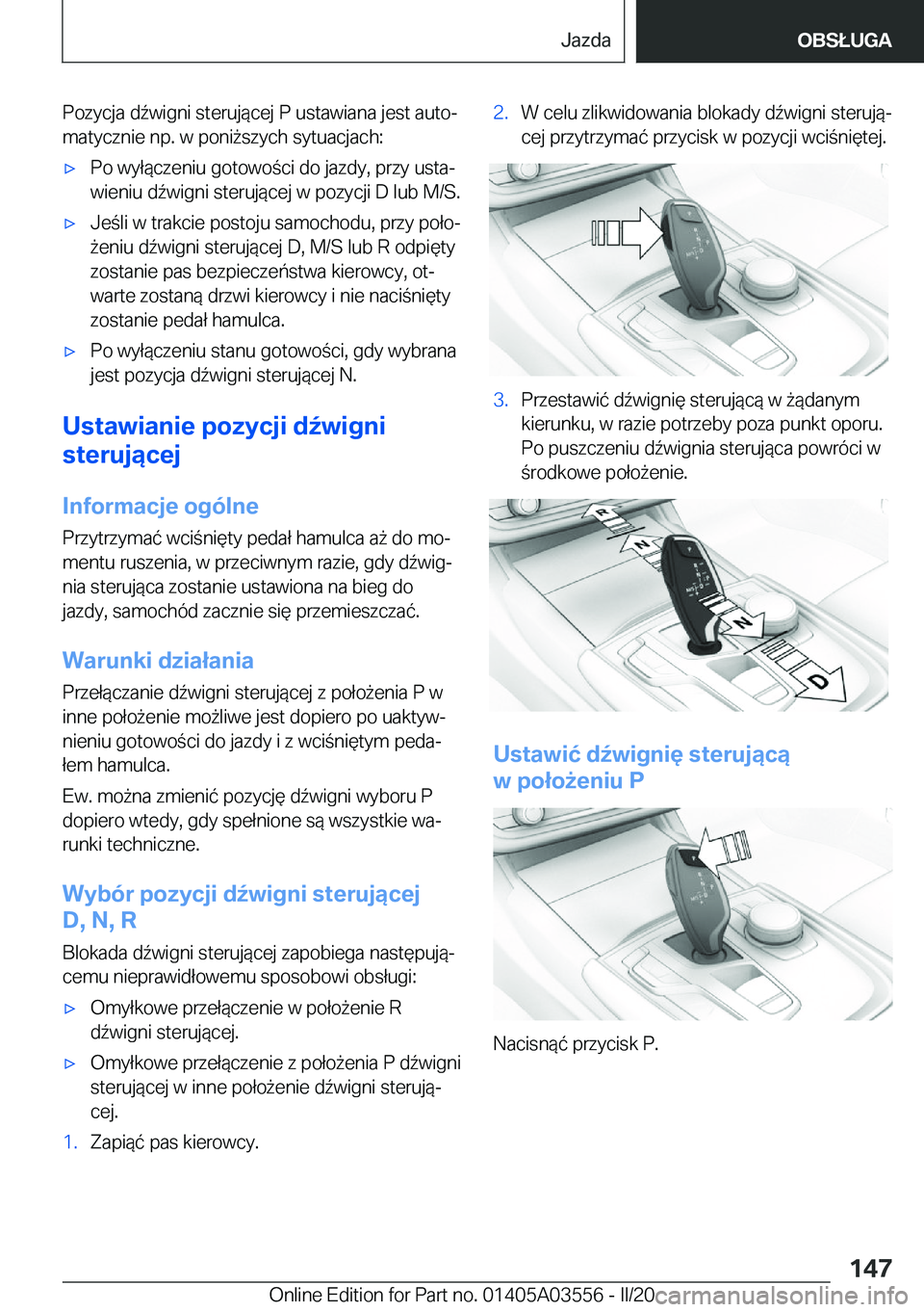 BMW X3 PLUG IN HYBRID 2020  Instrukcja obsługi (in Polish) �P�o�z�y�c�j�a��d7�w�i�g�n�i��s�t�e�r�u�j�