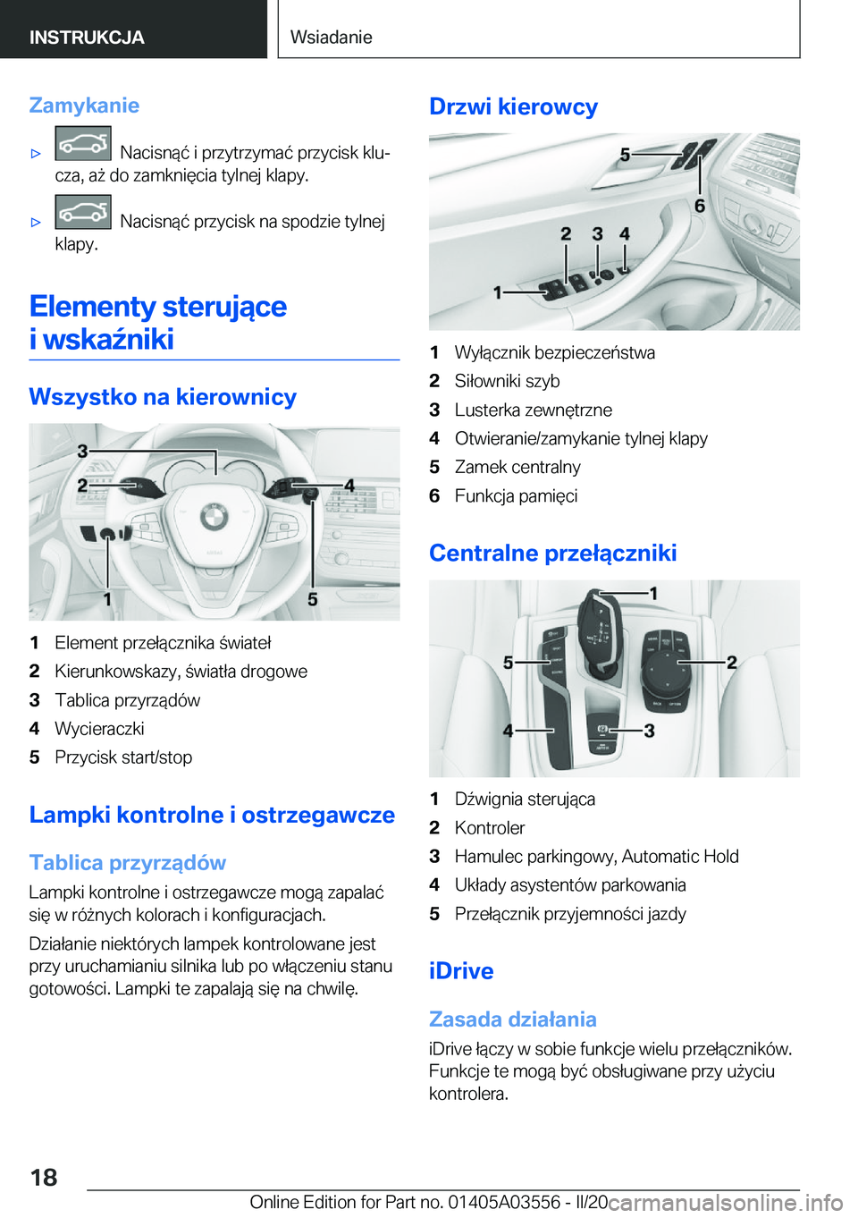 BMW X3 PLUG IN HYBRID 2020  Instrukcja obsługi (in Polish) �Z�a�m�y�k�a�n�i�e'x���N�a�c�i�s�n�