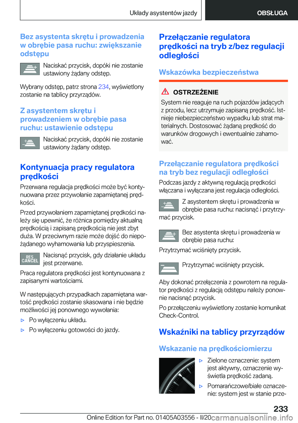 BMW X3 PLUG IN HYBRID 2020  Instrukcja obsługi (in Polish) �B�e�z��a�s�y�s�t�e�n�t�a��s�k�r�