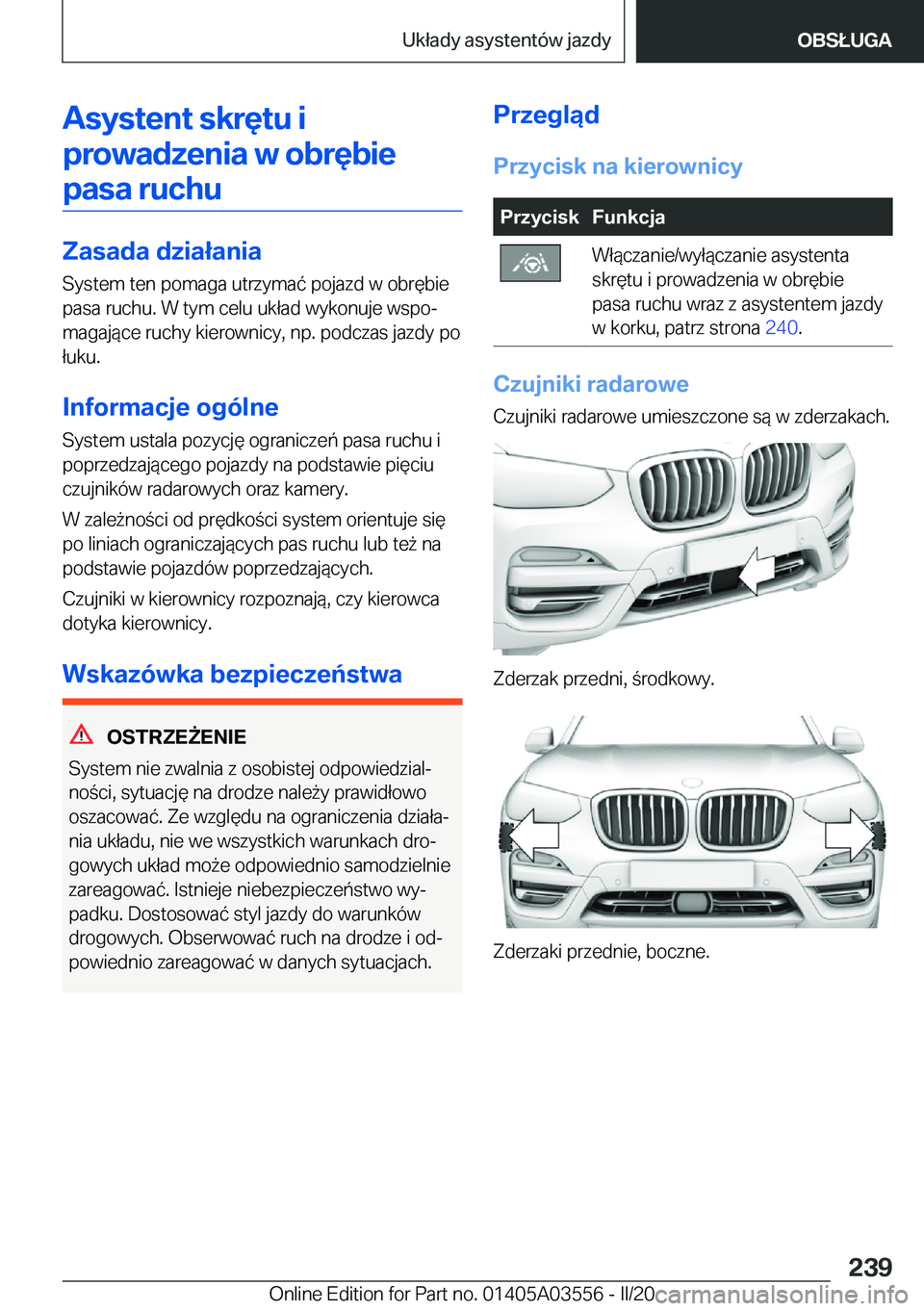 BMW X3 PLUG IN HYBRID 2020  Instrukcja obsługi (in Polish) �A�s�y�s�t�e�n�t��s�k�r�