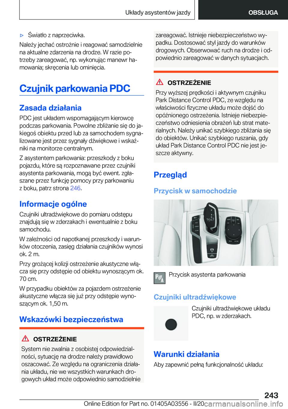 BMW X3 PLUG IN HYBRID 2020  Instrukcja obsługi (in Polish) 'x�w�i�a�t�ł�o��z��n�a�p�r�z�e�c�i�w�k�a�.
�N�a�l�e9�y��j�e�c�h�a�