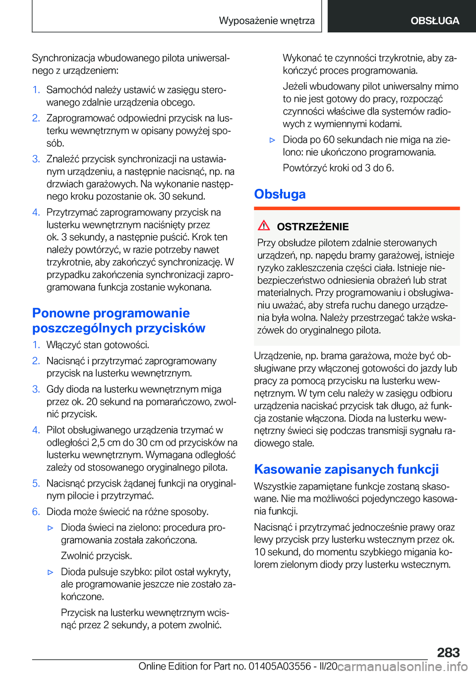BMW X3 PLUG IN HYBRID 2020  Instrukcja obsługi (in Polish) �S�y�n�c�h�r�o�n�i�z�a�c�j�a��w�b�u�d�o�w�a�n�e�g�o��p�i�l�o�t�a��u�n�i�w�e�r�s�a�lj
�n�e�g�o��z��u�r�z�
