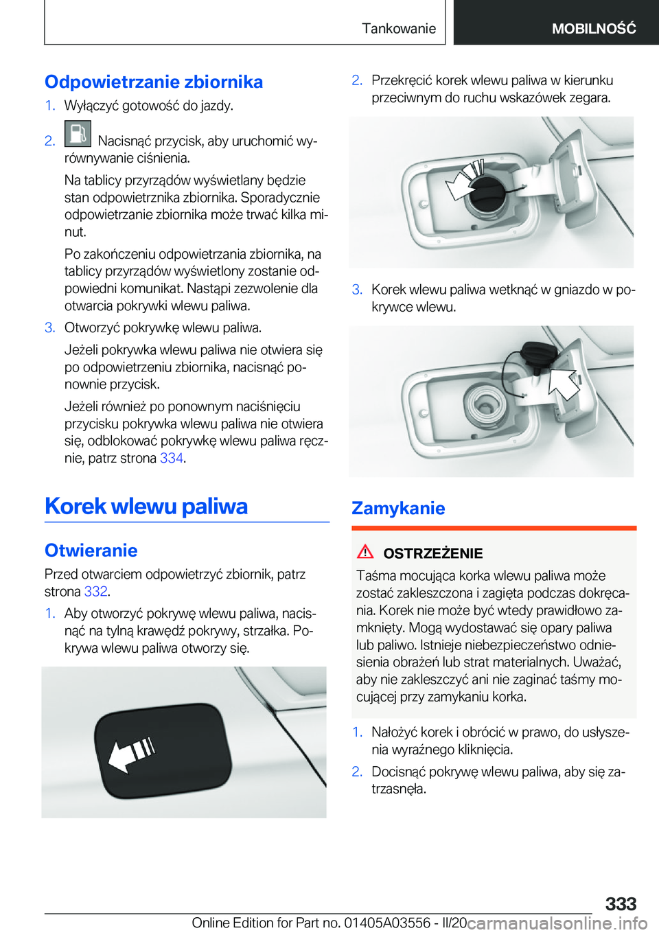BMW X3 PLUG IN HYBRID 2020  Instrukcja obsługi (in Polish) �O�d�p�o�w�i�e�t�r�z�a�n�i�e��z�b�i�o�r�n�i�k�a�1�.�W�y�ł�