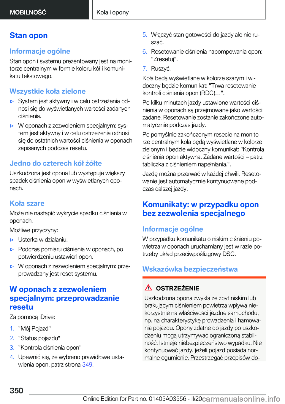 BMW X3 PLUG IN HYBRID 2020  Instrukcja obsługi (in Polish) �S�t�a�n��o�p�o�n
�I�n�f�o�r�m�a�c�j�e��o�g�