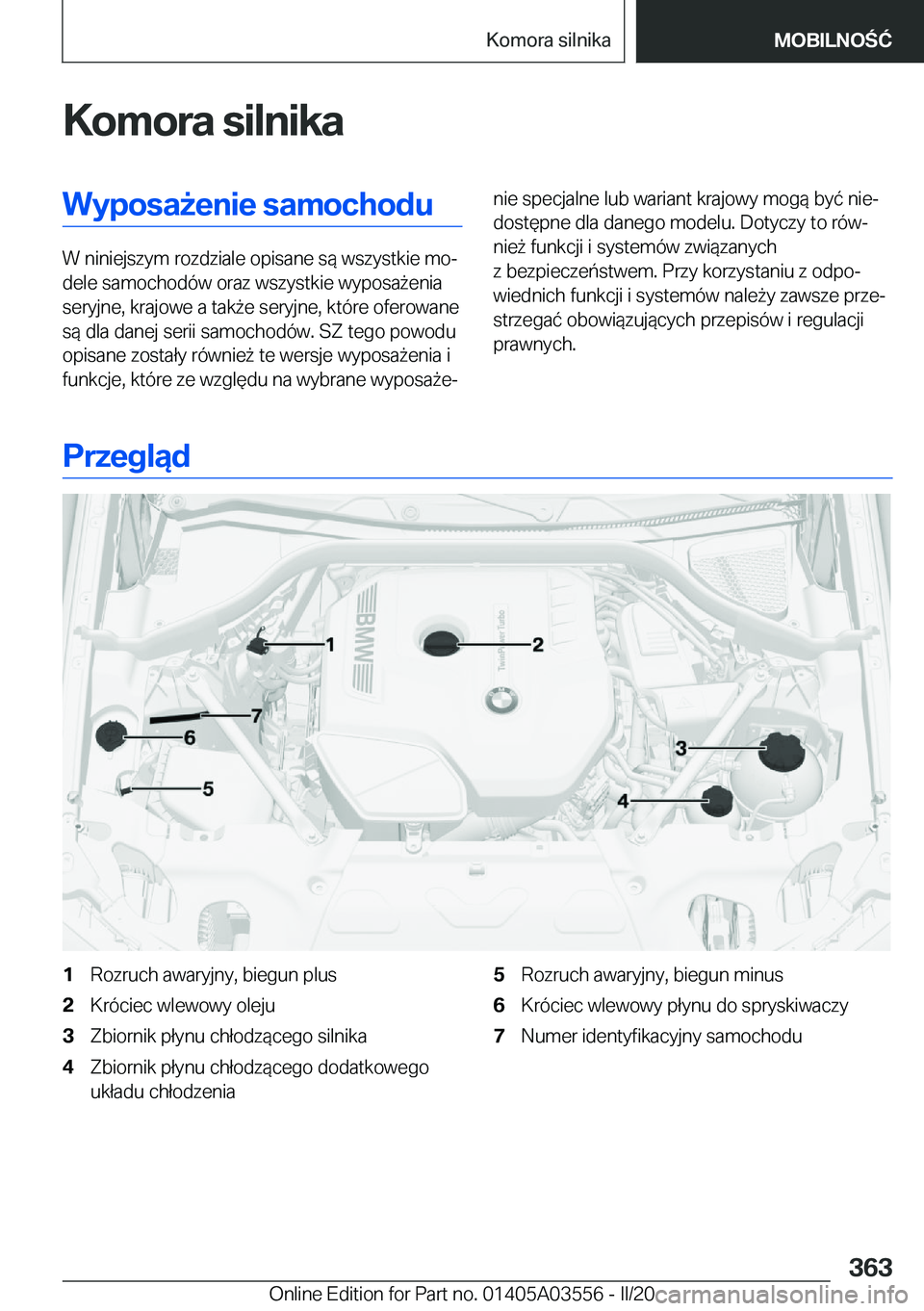 BMW X3 PLUG IN HYBRID 2020  Instrukcja obsługi (in Polish) �K�o�m�o�r�a��s�i�l�n�i�k�a�W�y�p�o�s�a9�e�n�i�e��s�a�m�o�c�h�o�d�u
�W��n�i�n�i�e�j�s�z�y�m��r�o�z�d�z�i�a�l�e��o�p�i�s�a�n�e��s�