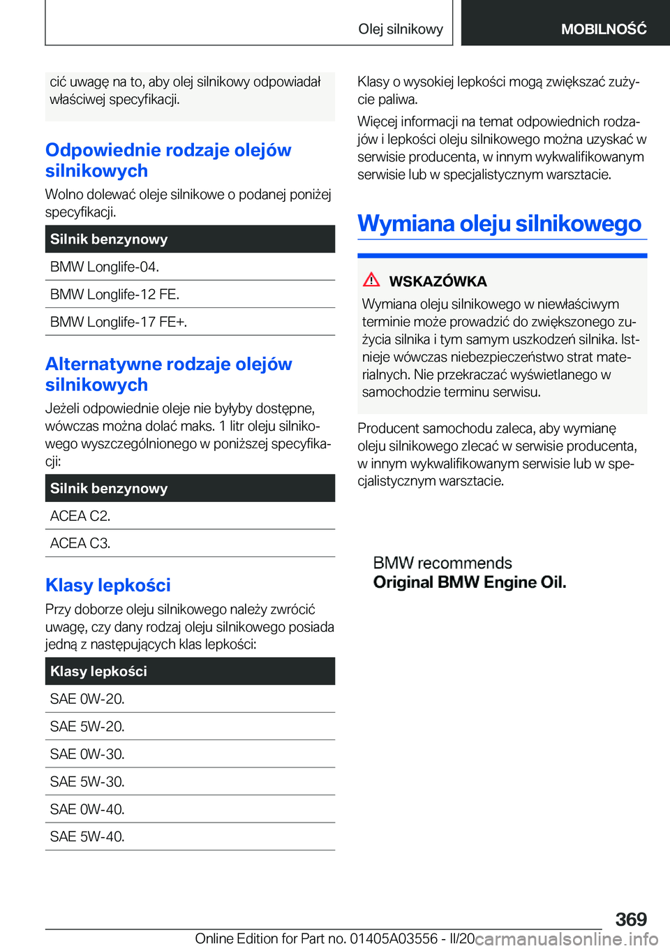 BMW X3 PLUG IN HYBRID 2020  Instrukcja obsługi (in Polish) �c�i�