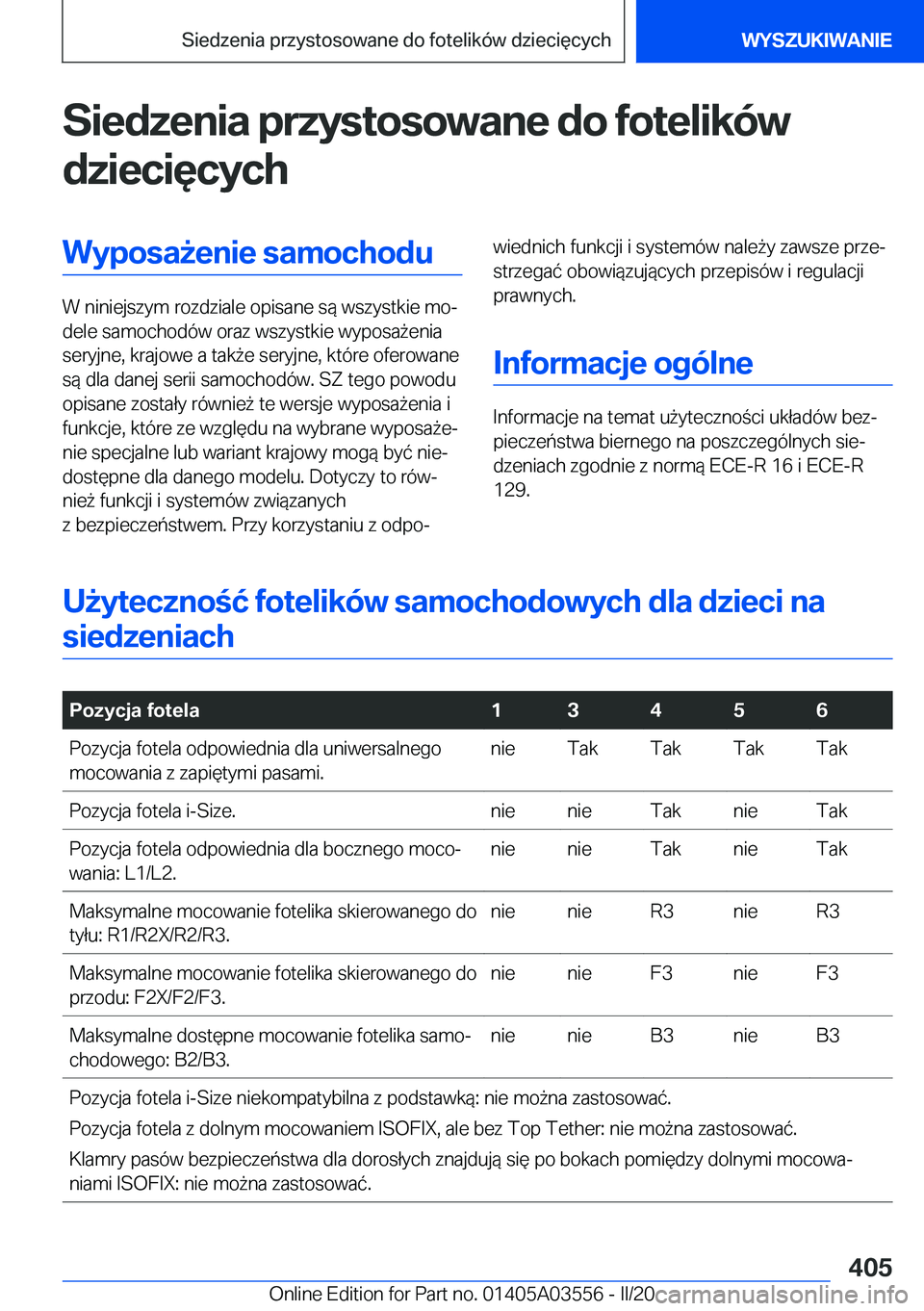 BMW X3 PLUG IN HYBRID 2020  Instrukcja obsługi (in Polish) �S�i�e�d�z�e�n�i�a��p�r�z�y�s�t�o�s�o�w�a�n�e��d�o��f�o�t�e�l�i�k�