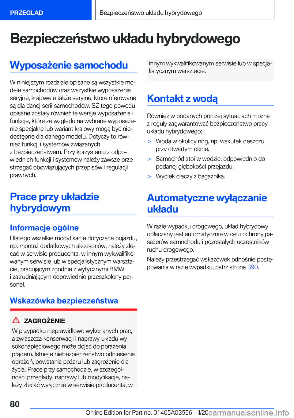 BMW X3 PLUG IN HYBRID 2020  Instrukcja obsługi (in Polish) �B�e�z�p�i�e�c�z�e�