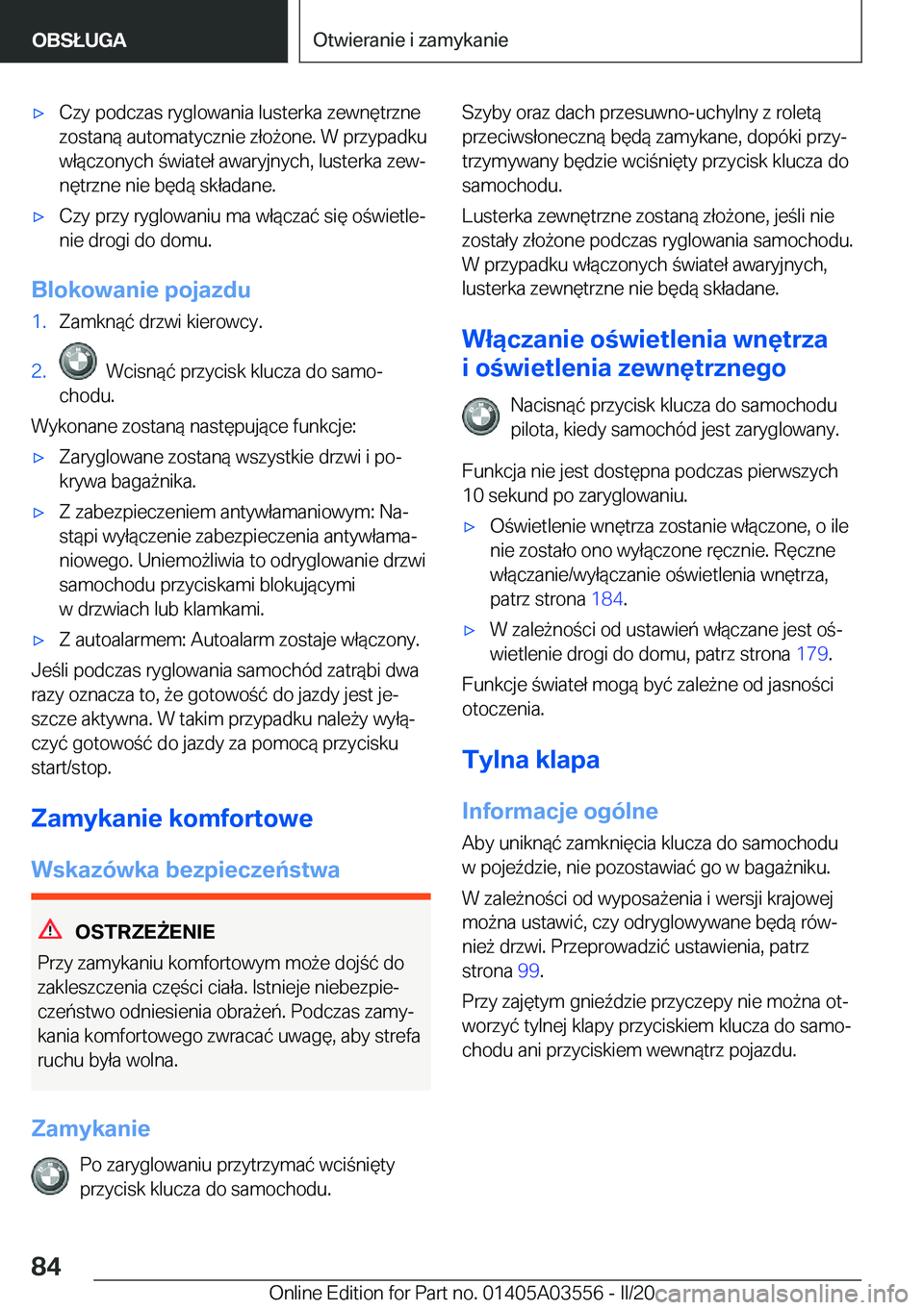 BMW X3 PLUG IN HYBRID 2020  Instrukcja obsługi (in Polish) 'x�C�z�y��p�o�d�c�z�a�s��r�y�g�l�o�w�a�n�i�a��l�u�s�t�e�r�k�a��z�e�w�n�