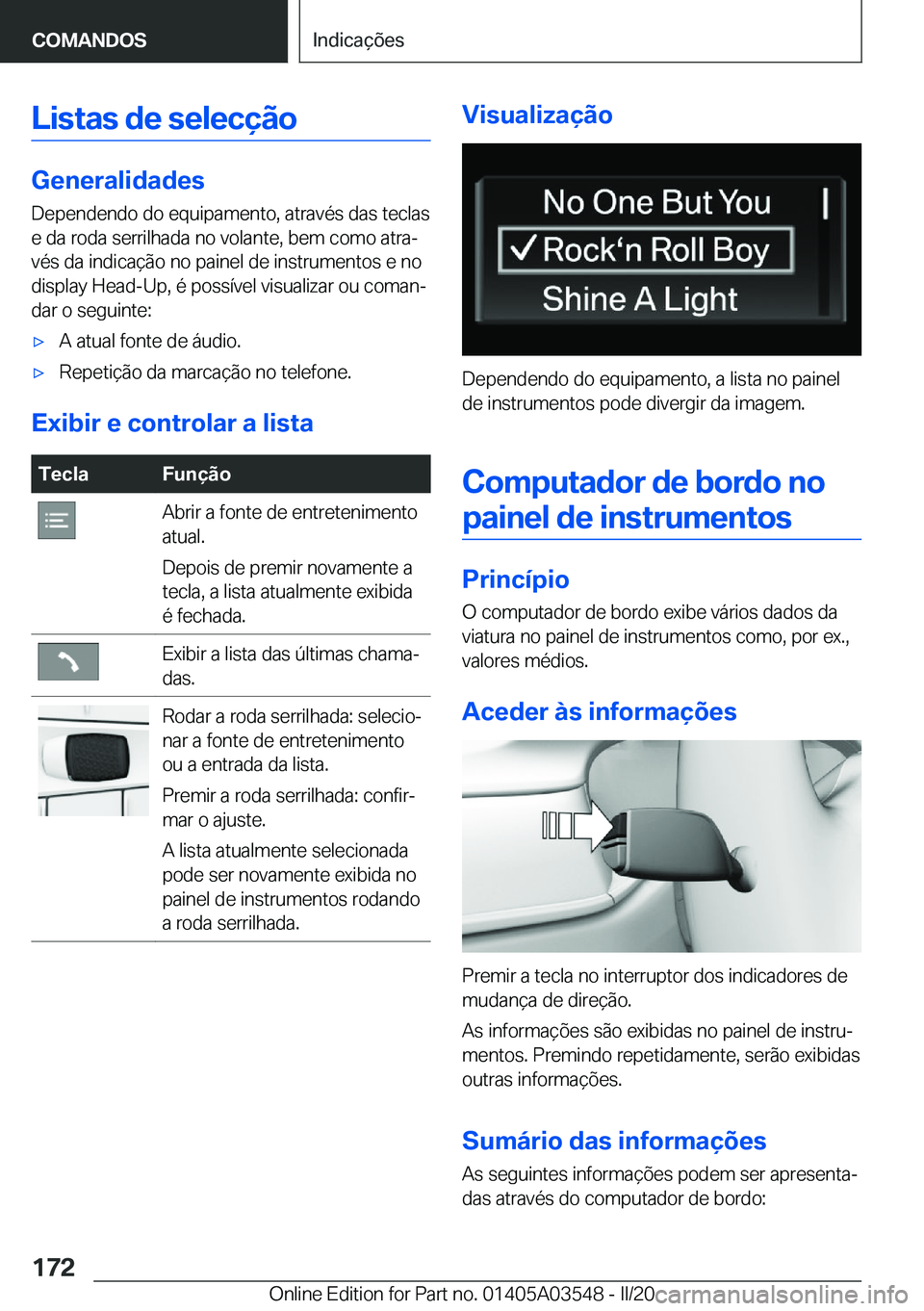 BMW X3 PLUG IN HYBRID 2020  Manual do condutor (in Portuguese) �L�i�s�t�a�s��d�e��s�e�l�e�c�