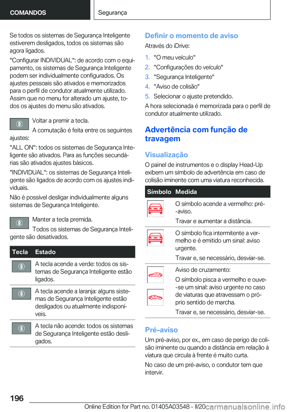 BMW X3 PLUG IN HYBRID 2020  Manual do condutor (in Portuguese) �S�e��t�o�d�o�s��o�s��s�i�s�t�e�m�a�s��d�e��S�e�g�u�r�a�n�