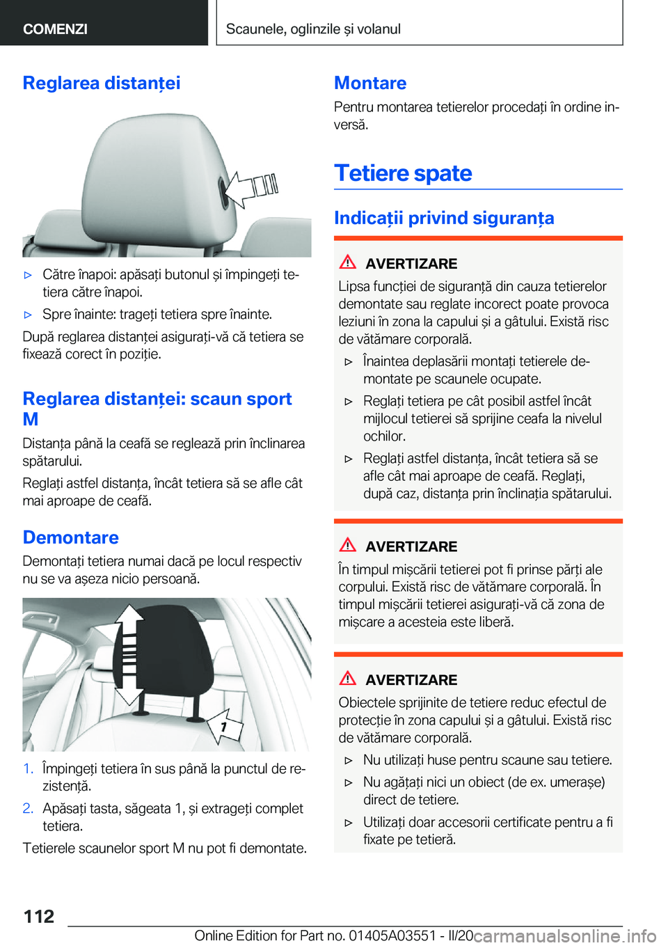 BMW X3 PLUG IN HYBRID 2020  Ghiduri De Utilizare (in Romanian) �R�e�g�l�a�r�e�a��d�i�s�t�a�n�e�i'x�C�