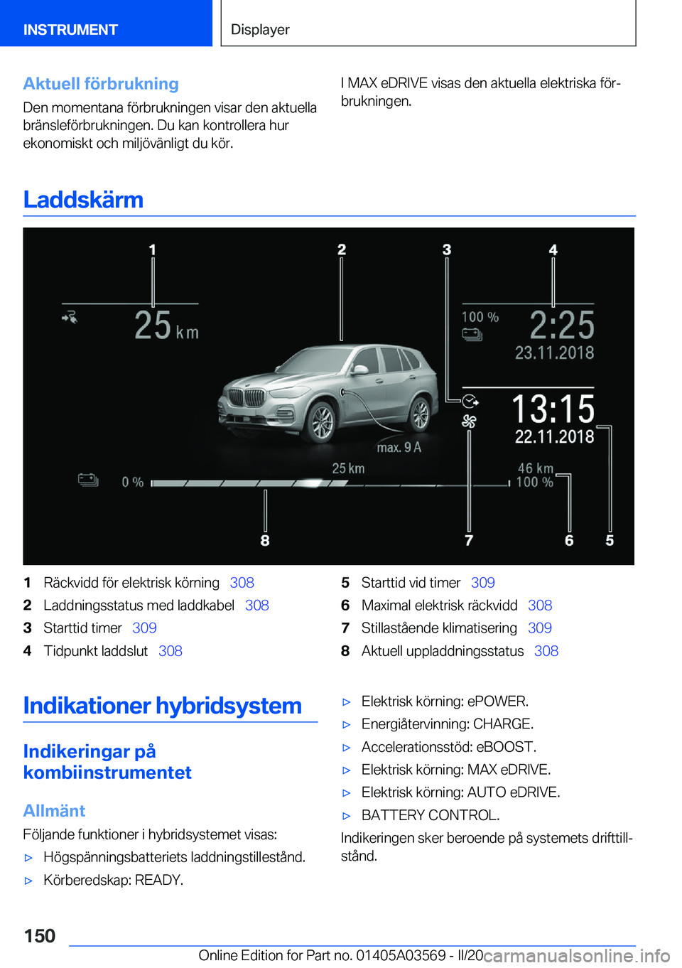 BMW X3 PLUG IN HYBRID 2020  InstruktionsbÖcker (in Swedish) �A�k�t�u�e�l�l��f�