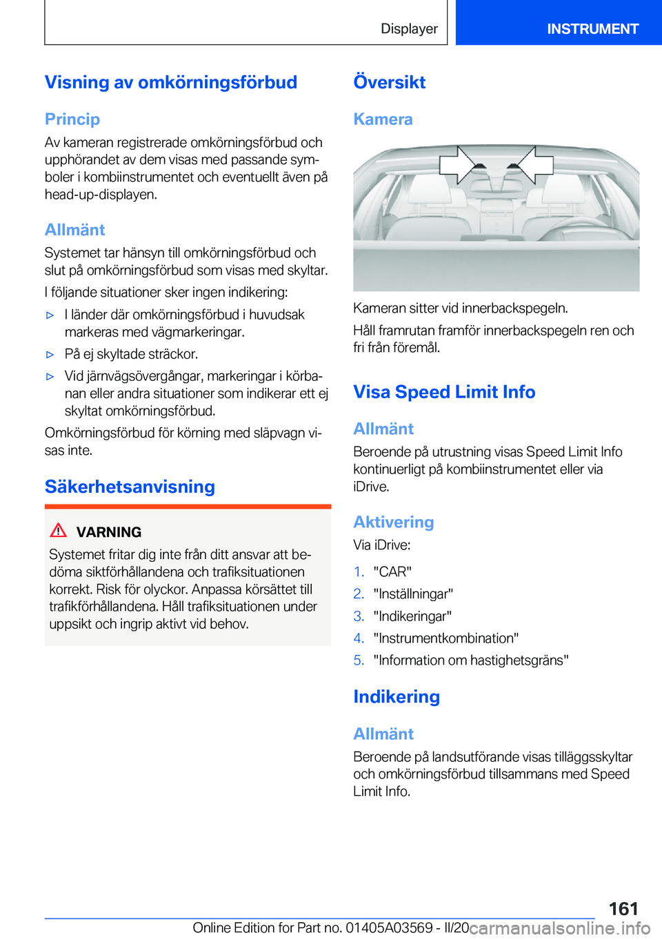 BMW X3 PLUG IN HYBRID 2020  InstruktionsbÖcker (in Swedish) �V�i�s�n�i�n�g��a�v��o�m�k�