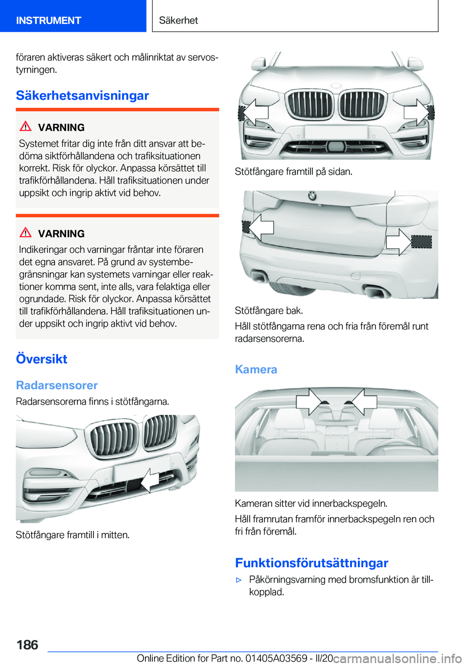 BMW X3 PLUG IN HYBRID 2020  InstruktionsbÖcker (in Swedish) �f�